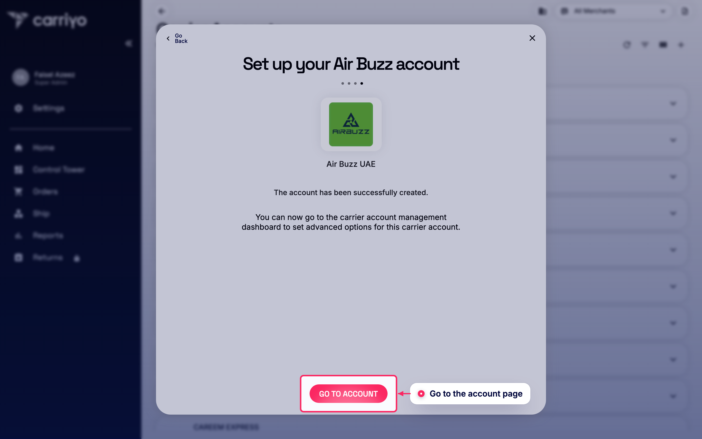 Go to the account page