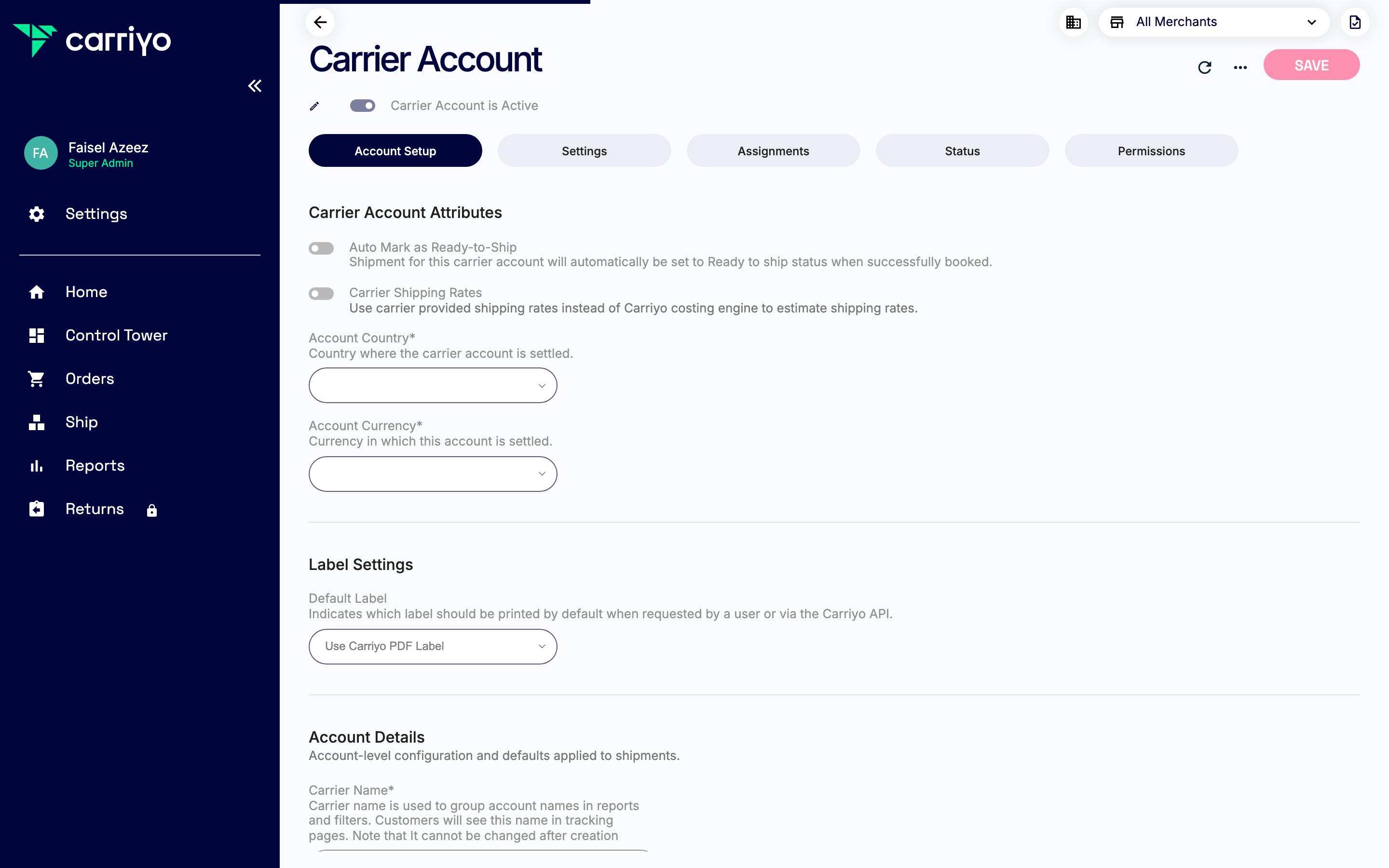 View the account details