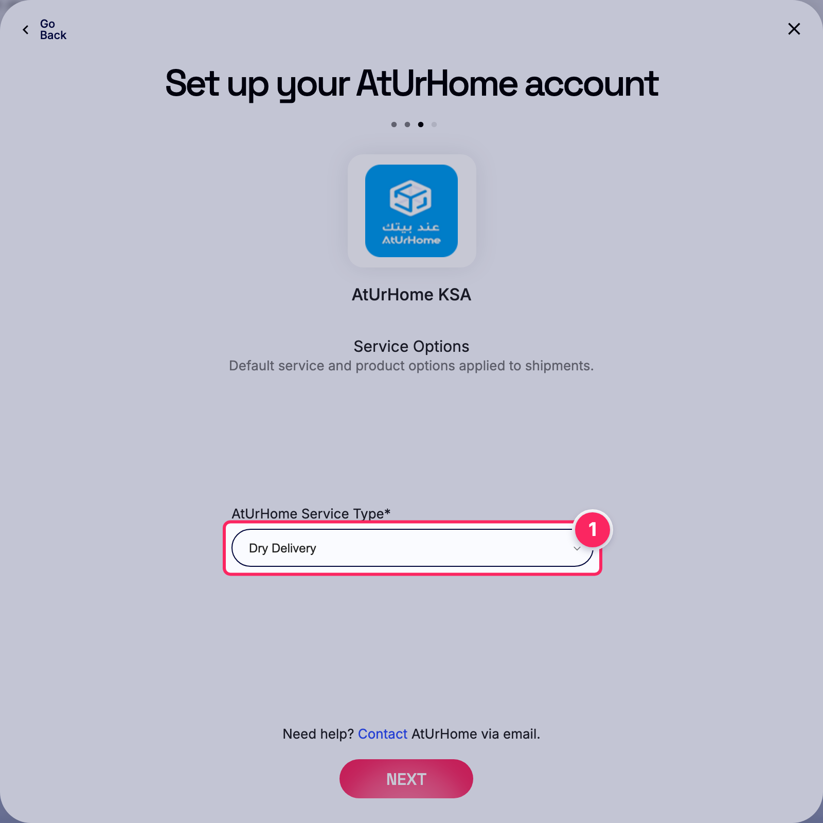 Select aturhome service type.