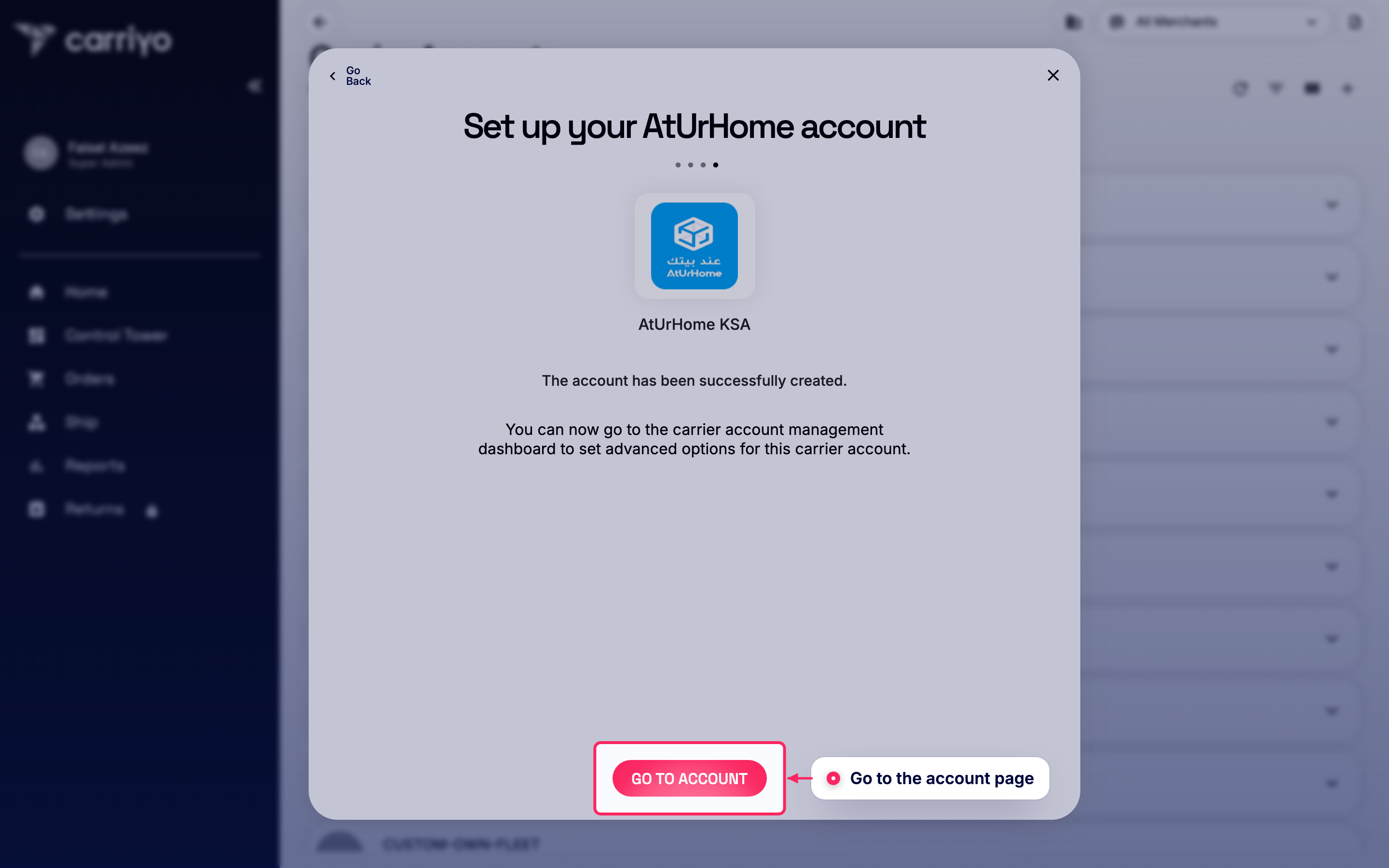 Go to the account page