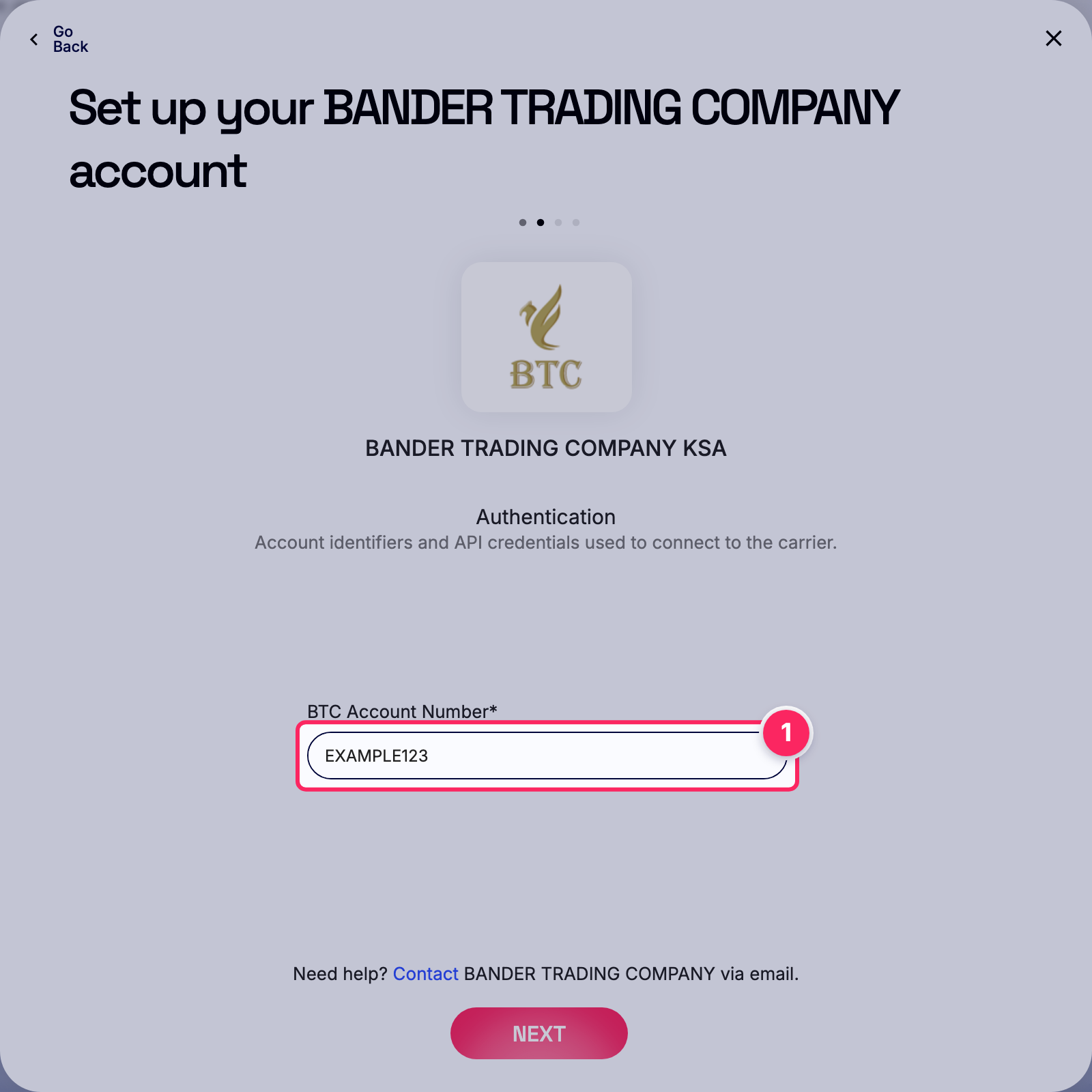 Enter btc account number.