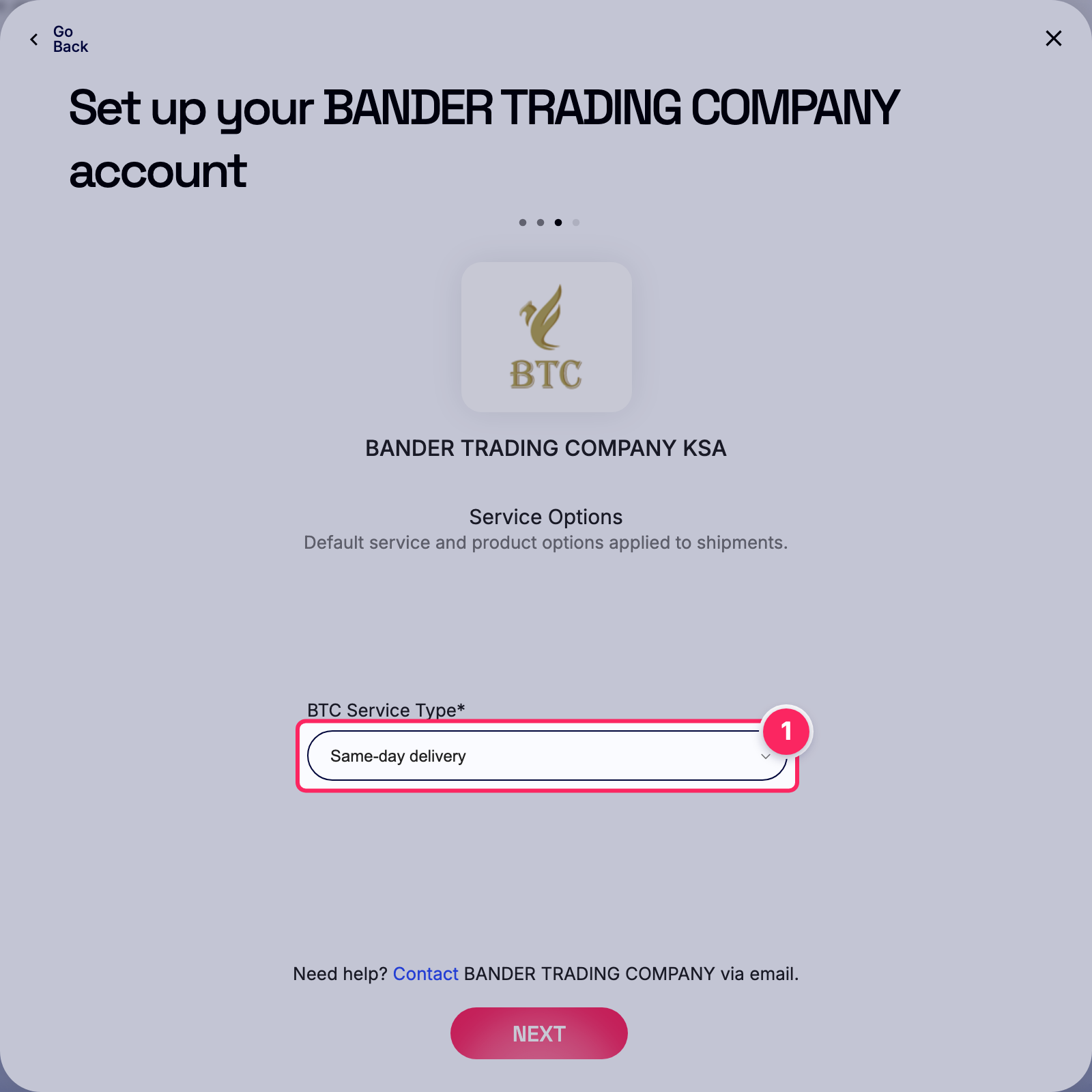 Select btc service type.