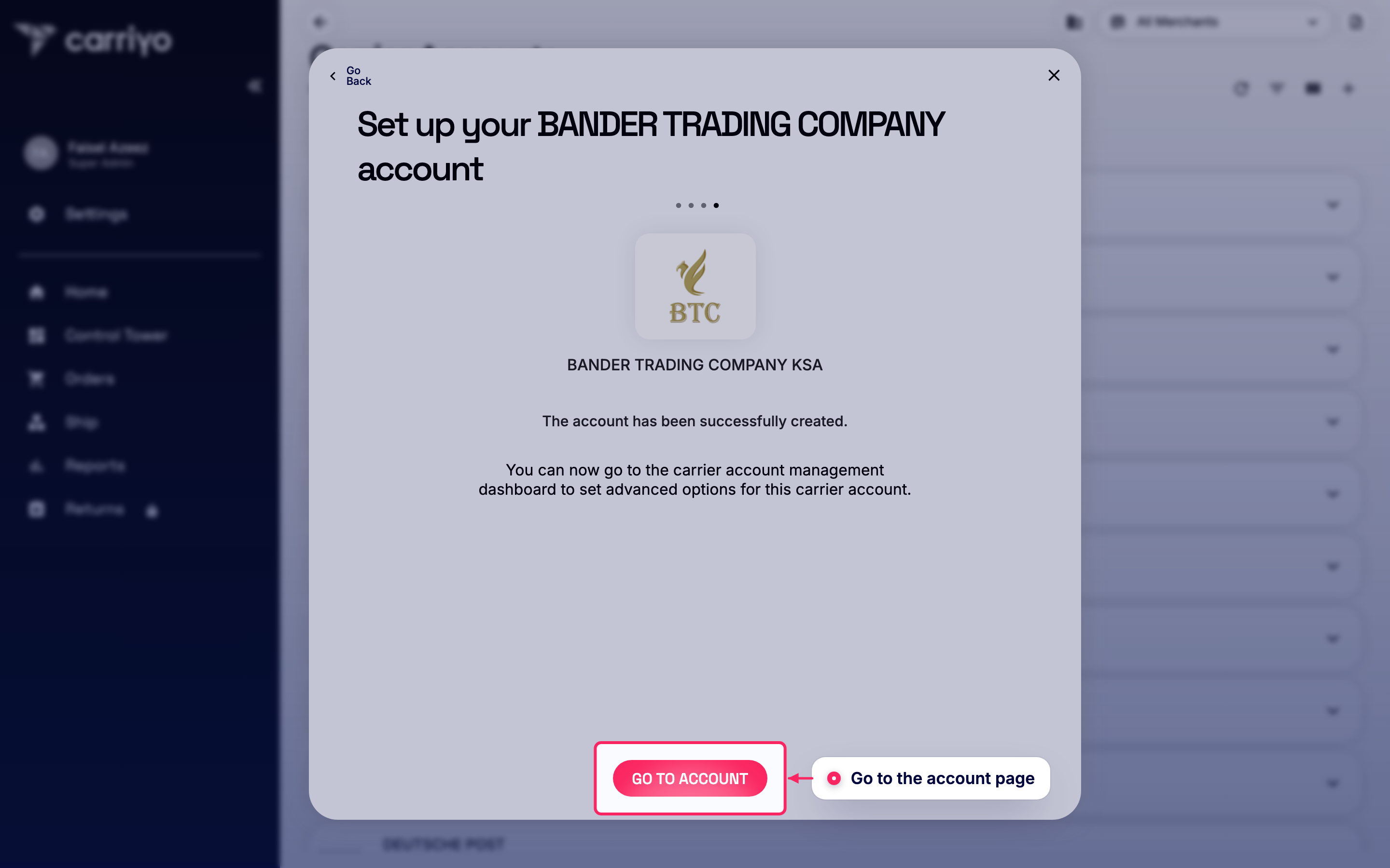 Go to the account page