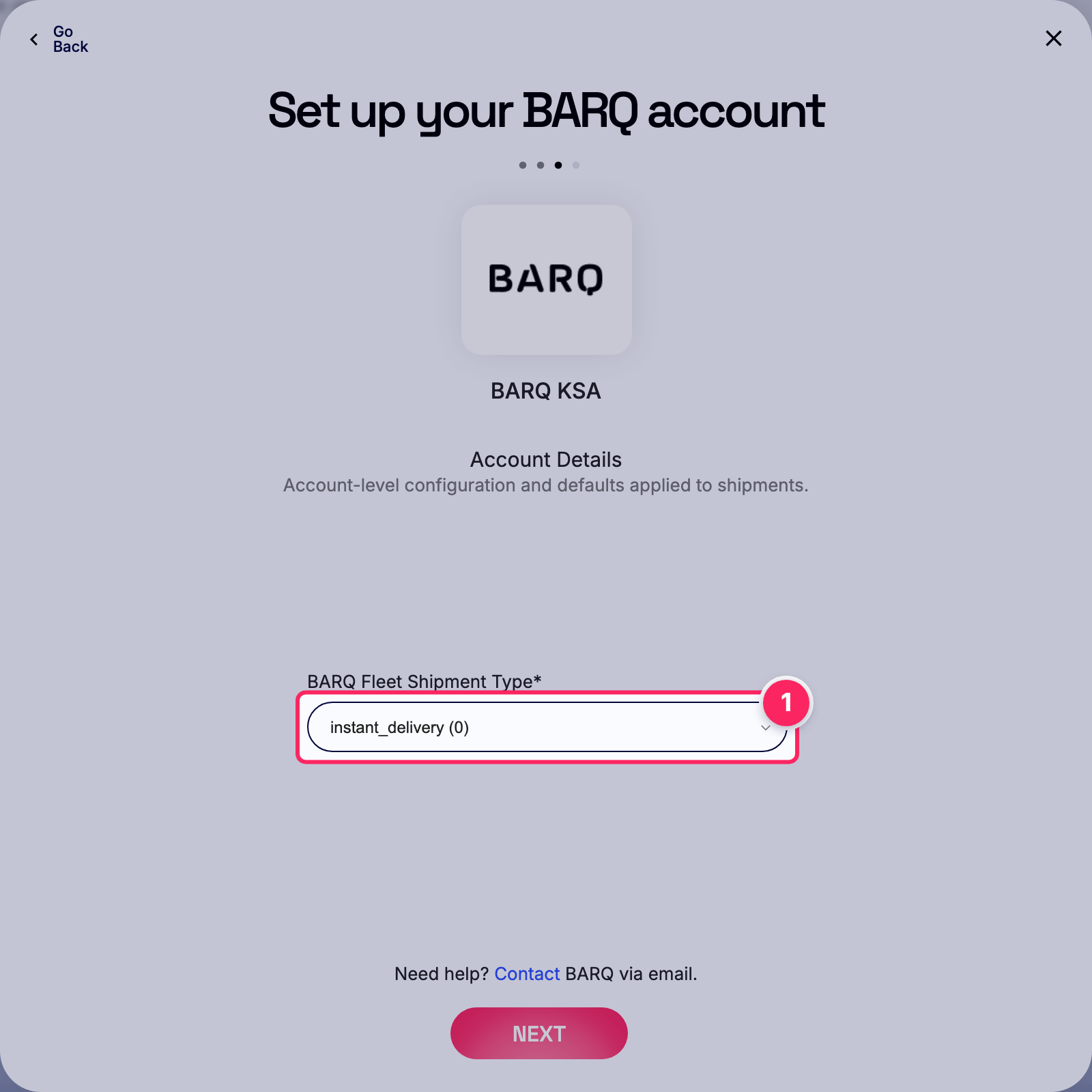 Select barq fleet shipment type.