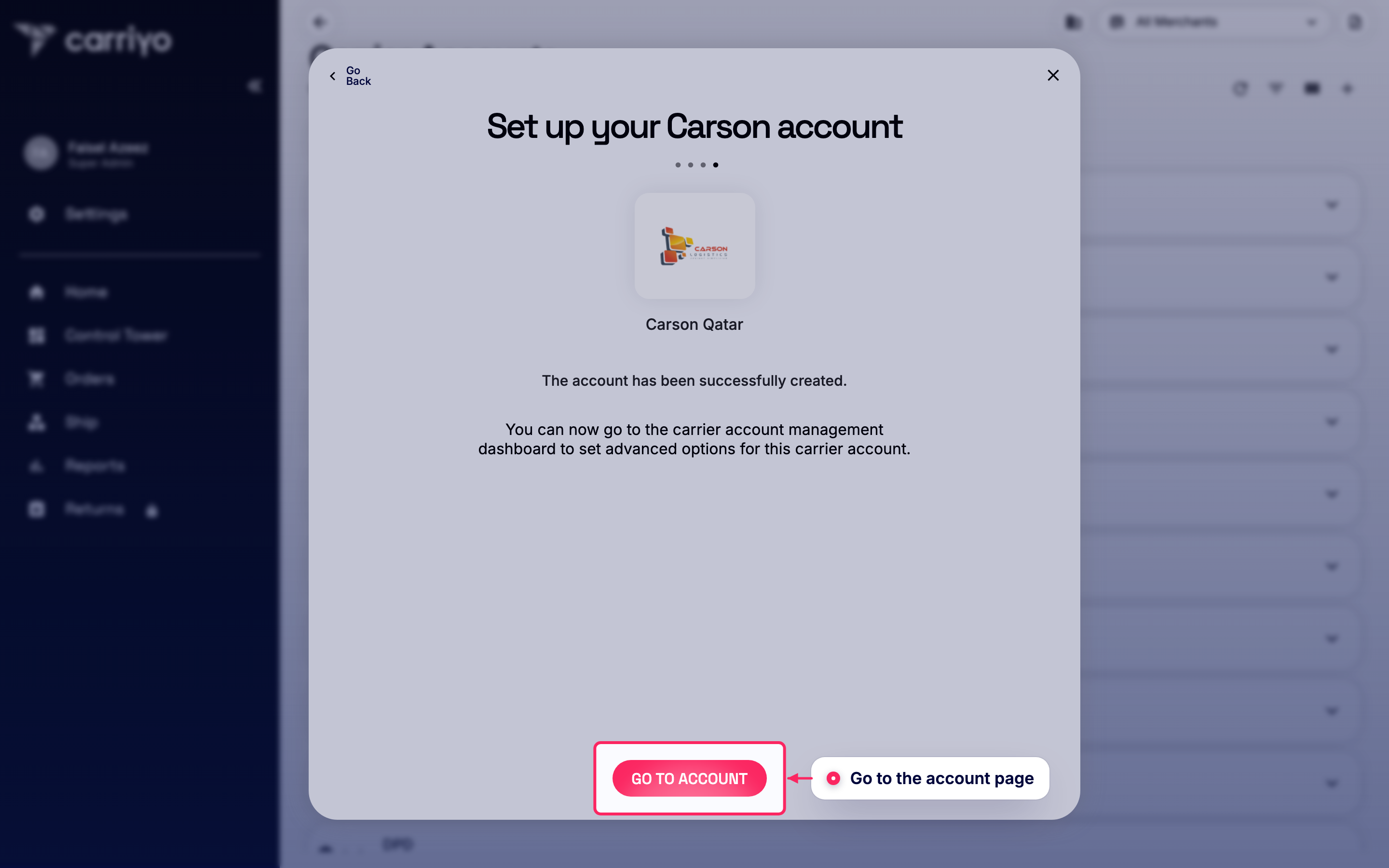 Go to the account page