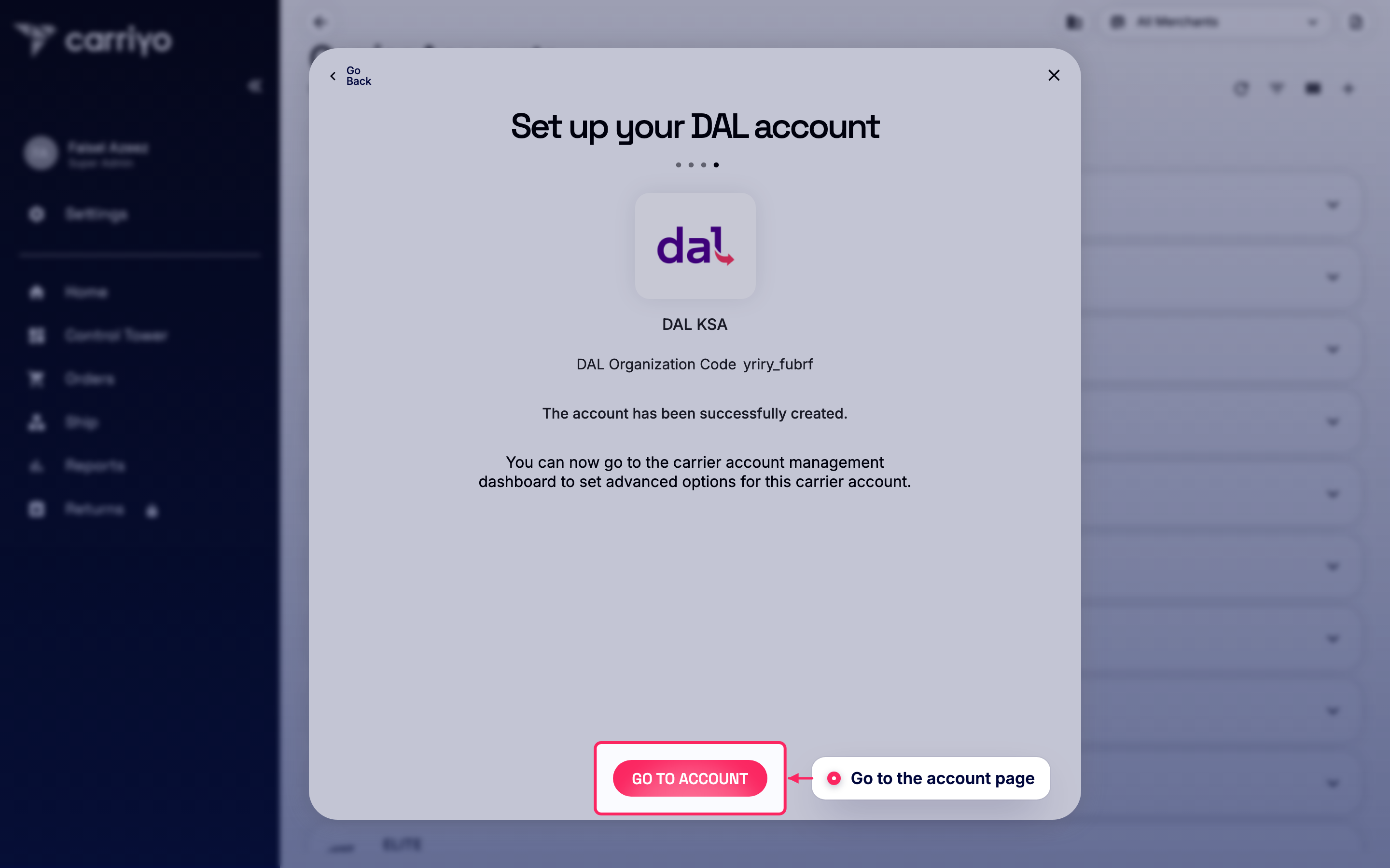 Go to the account page