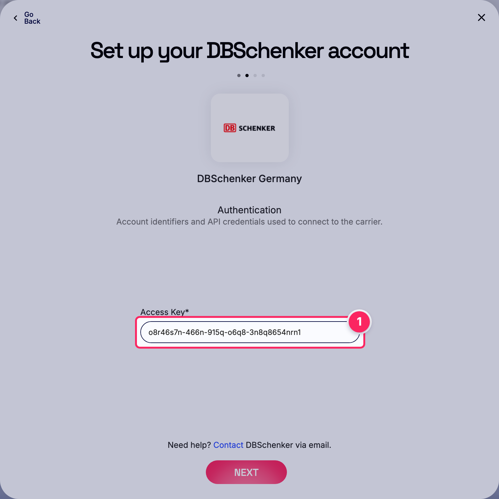 Enter access key.