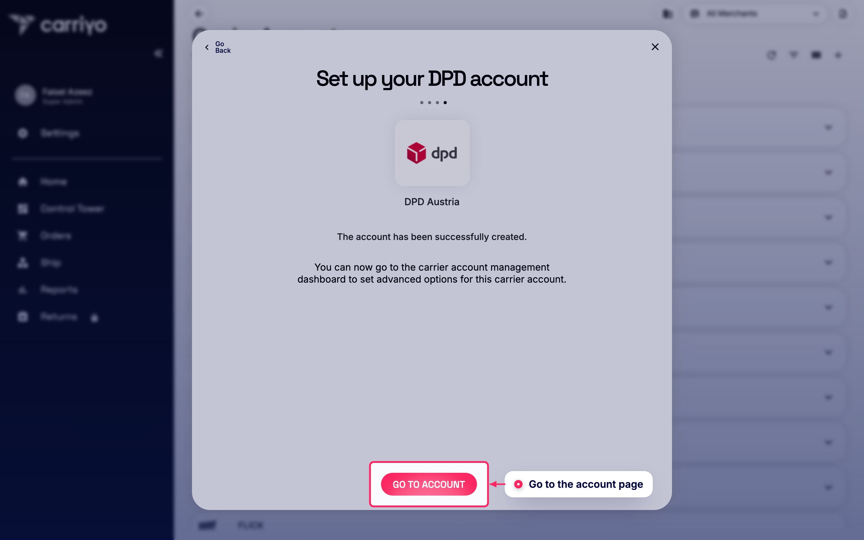 Go to the account page