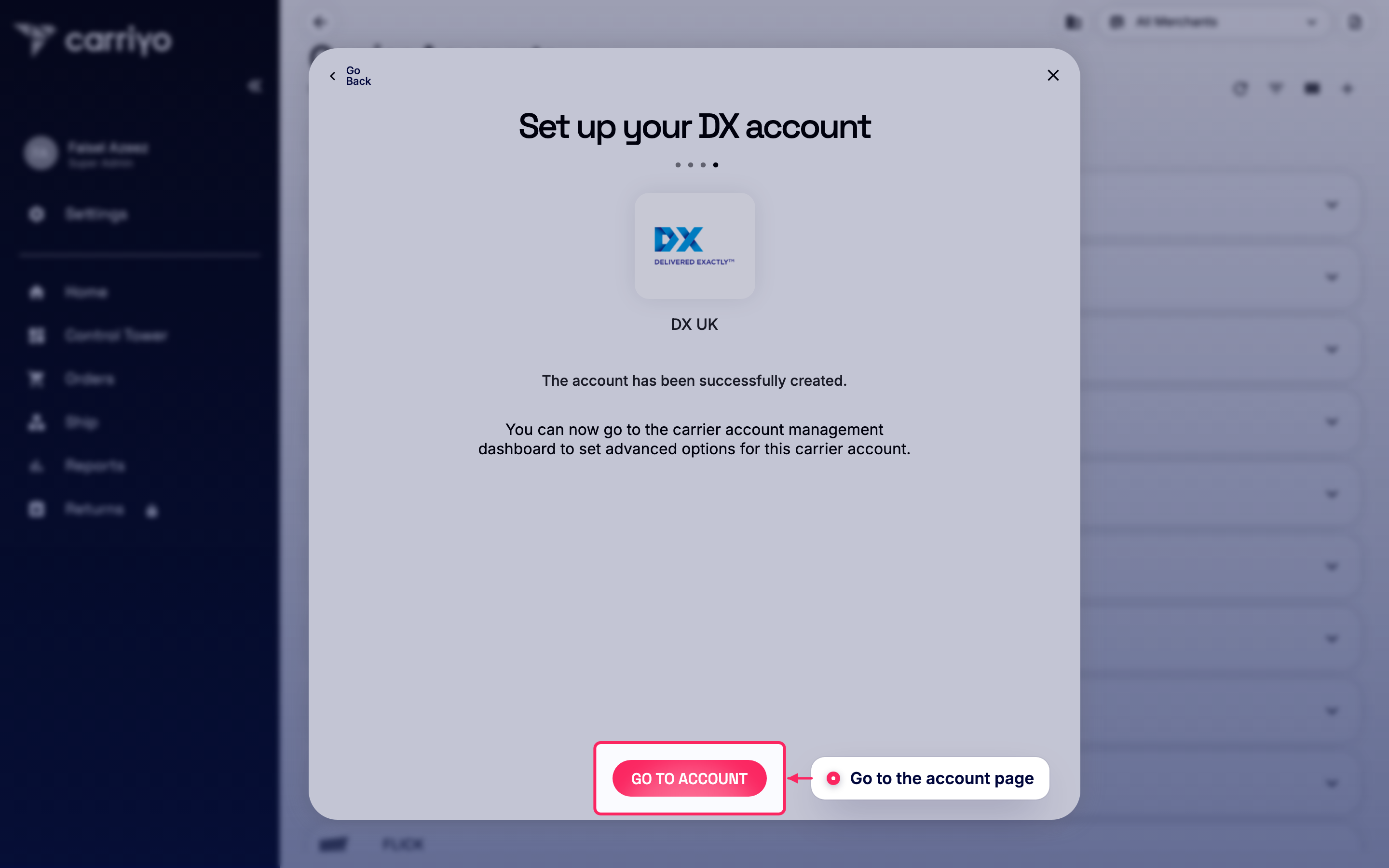 Go to the account page