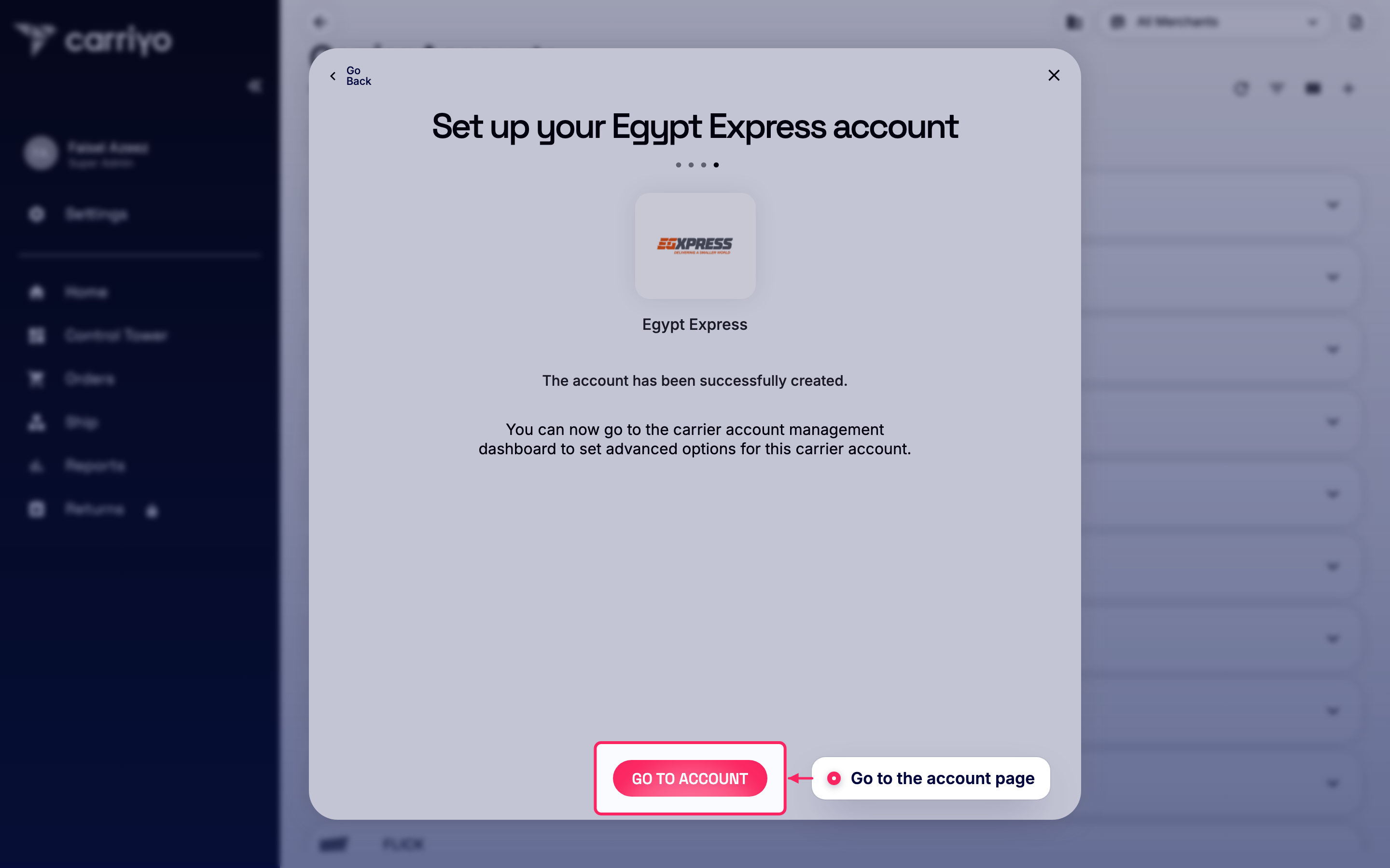 Go to the account page
