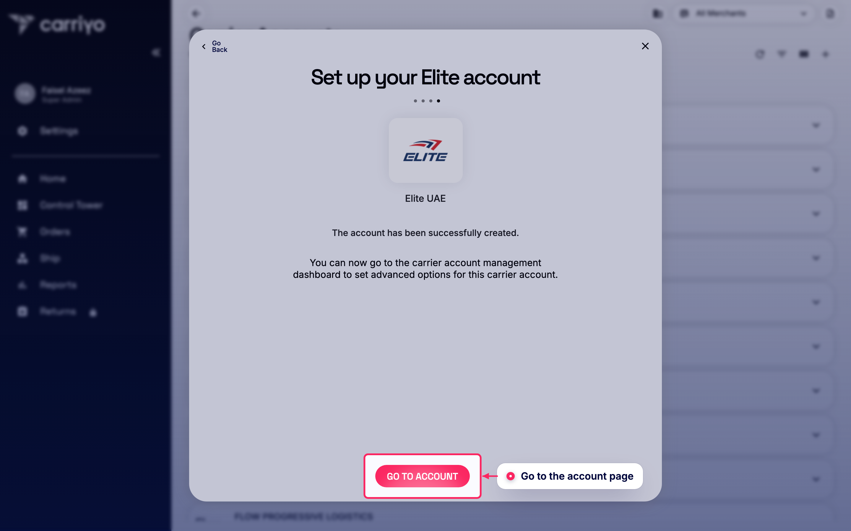 Go to the account page