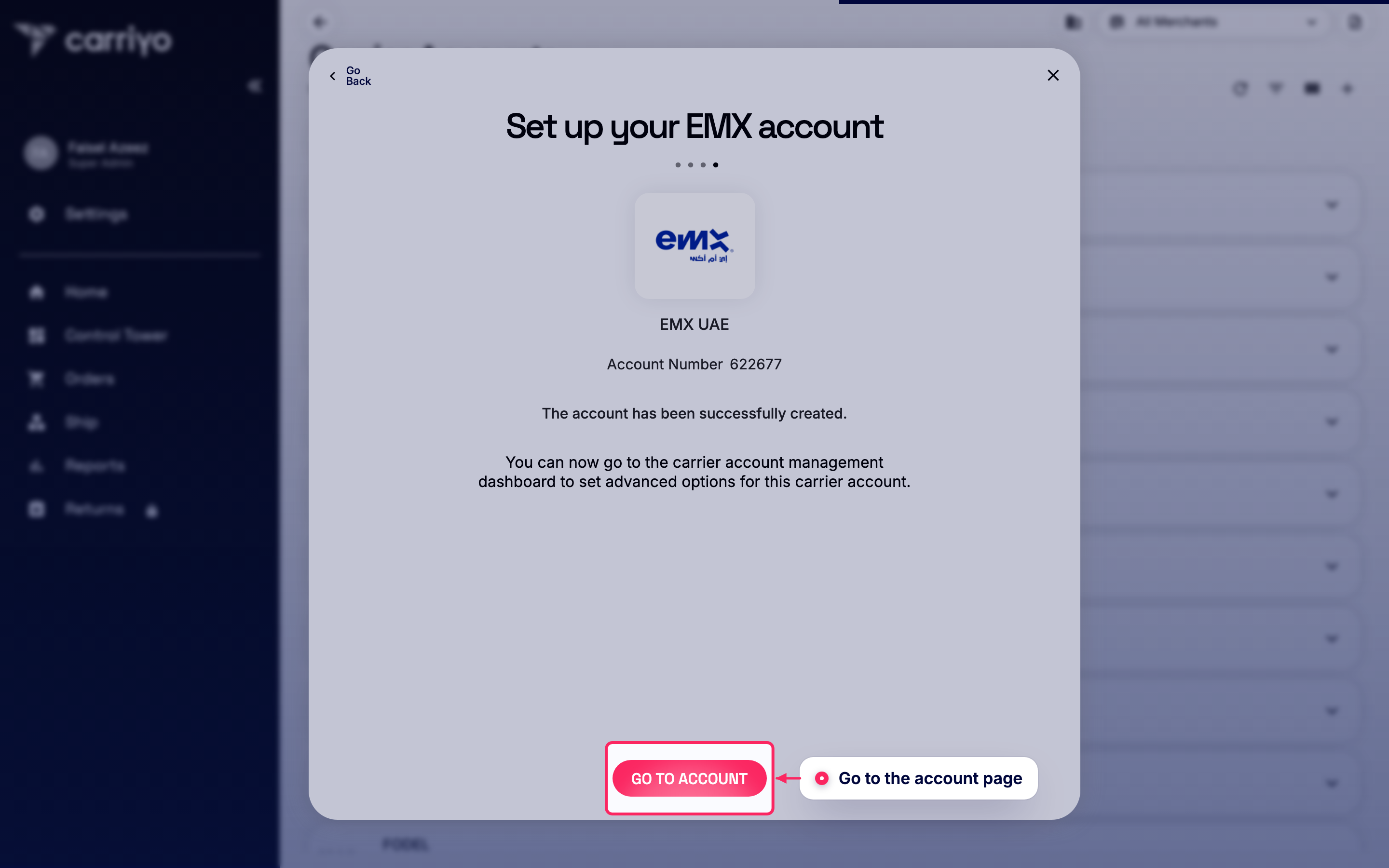 Go to the account page
