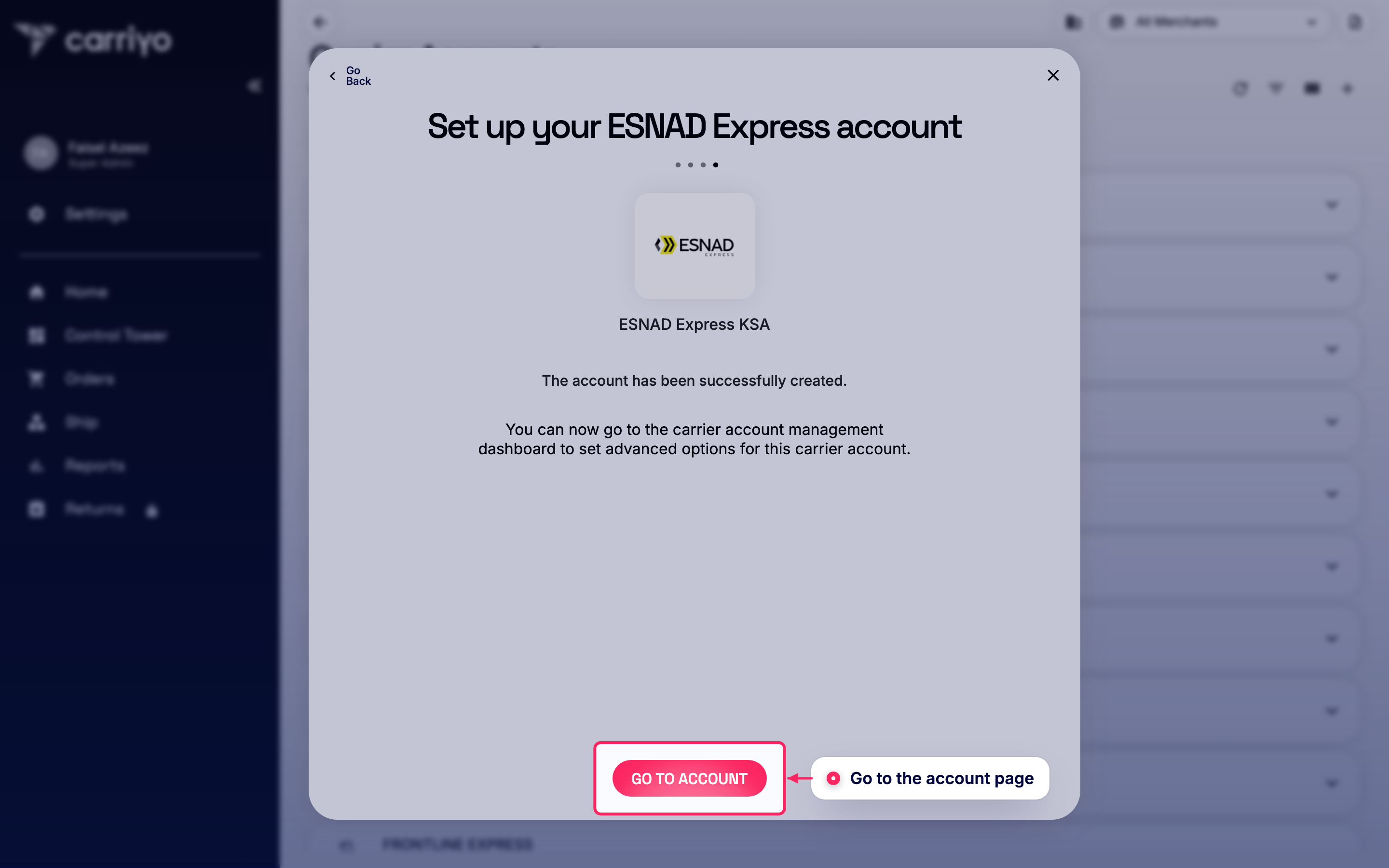 Go to the account page