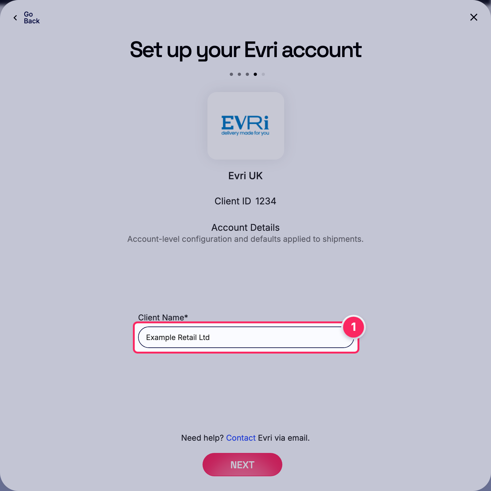 Enter client name.