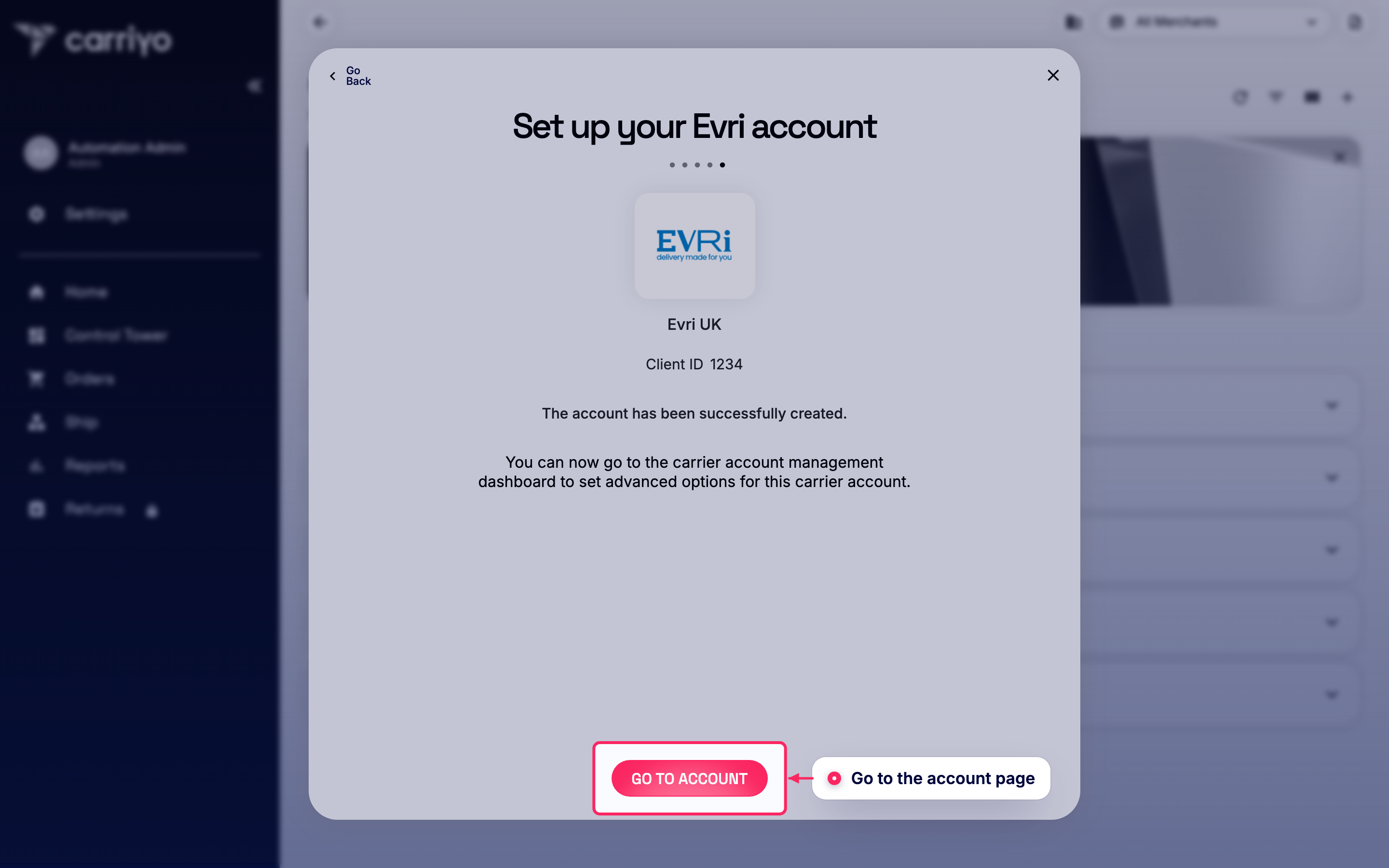 Go to the account page
