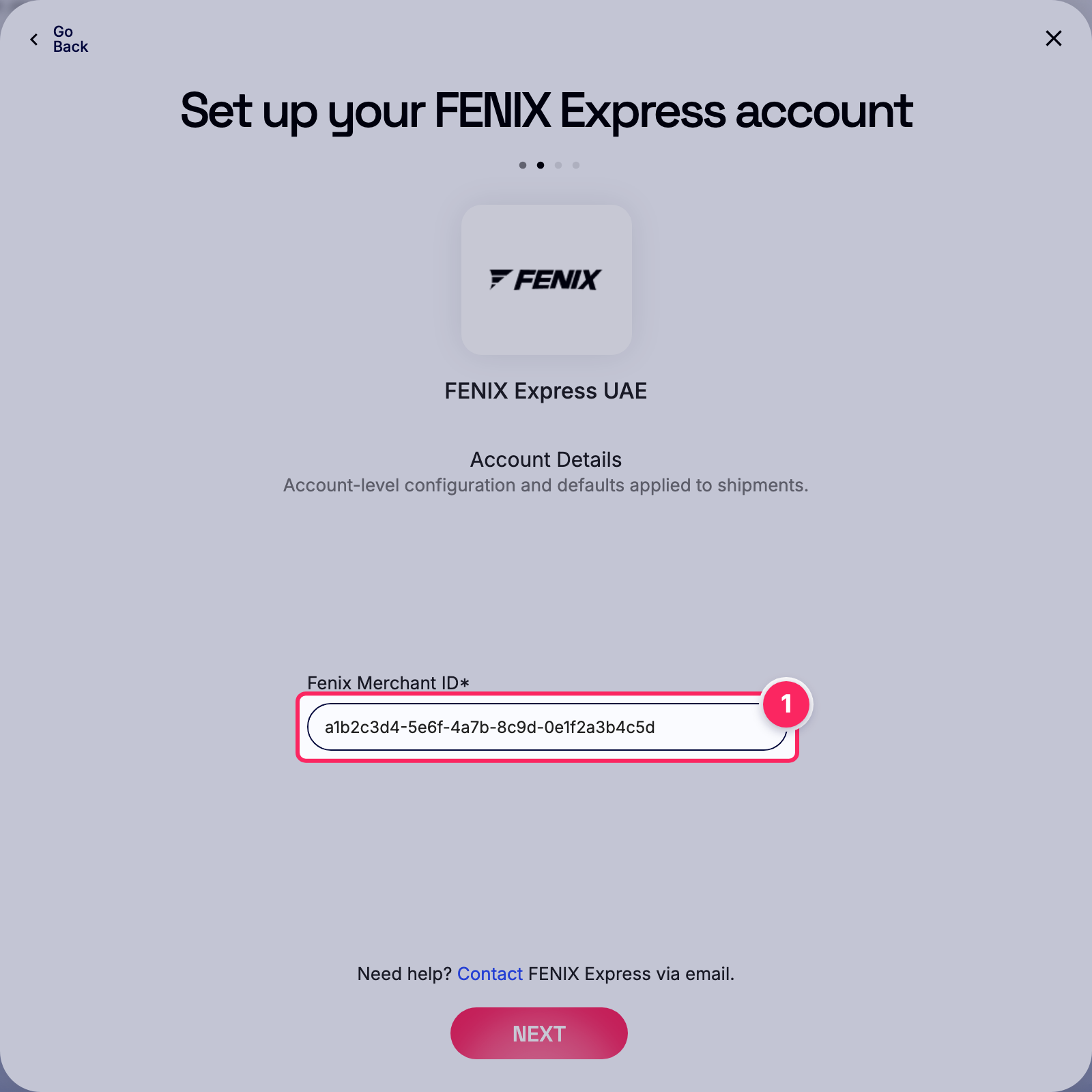 Enter fenix merchant id.