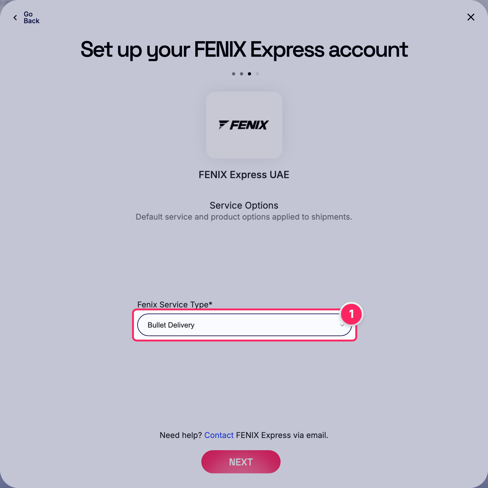 Select fenix service type.