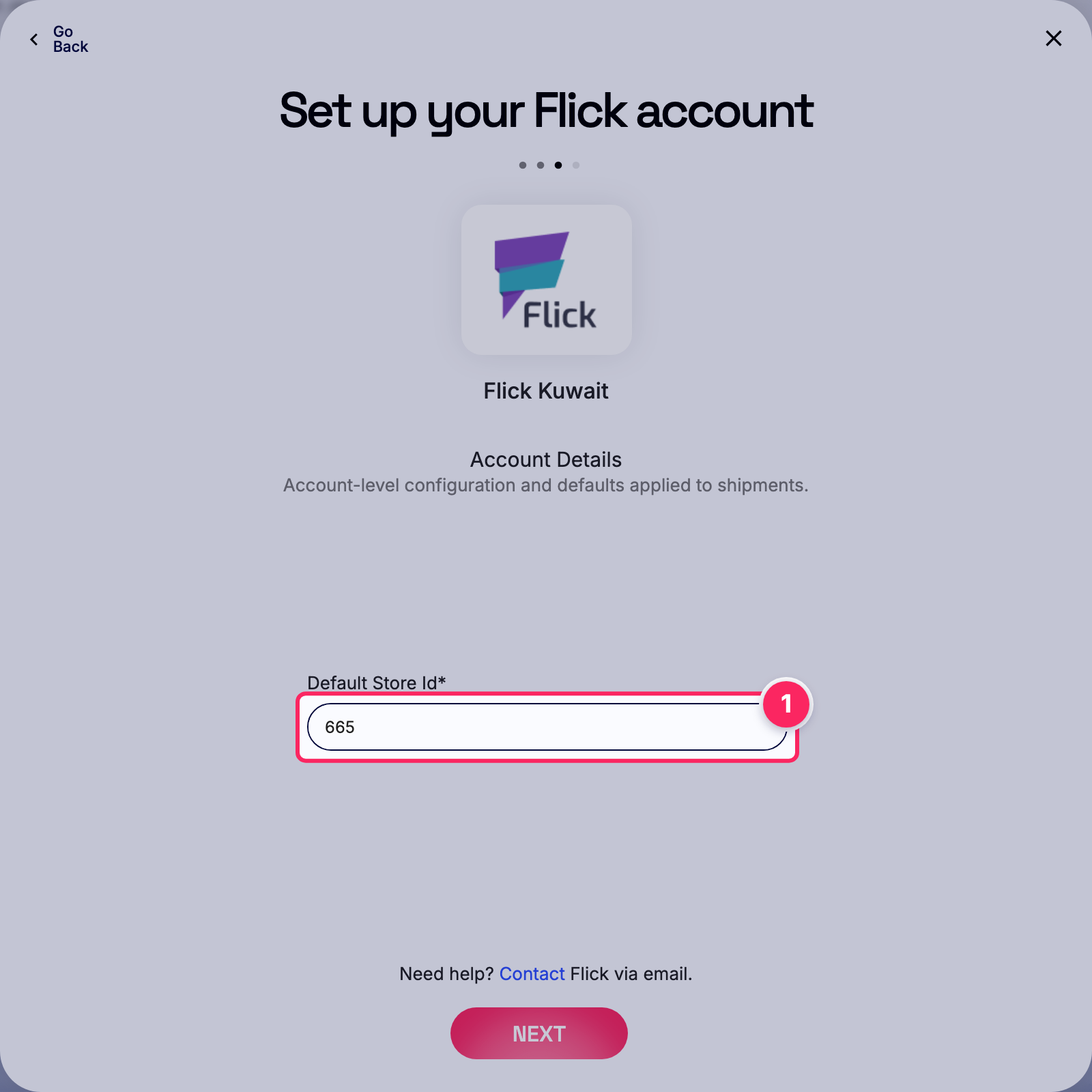 Enter default store id.