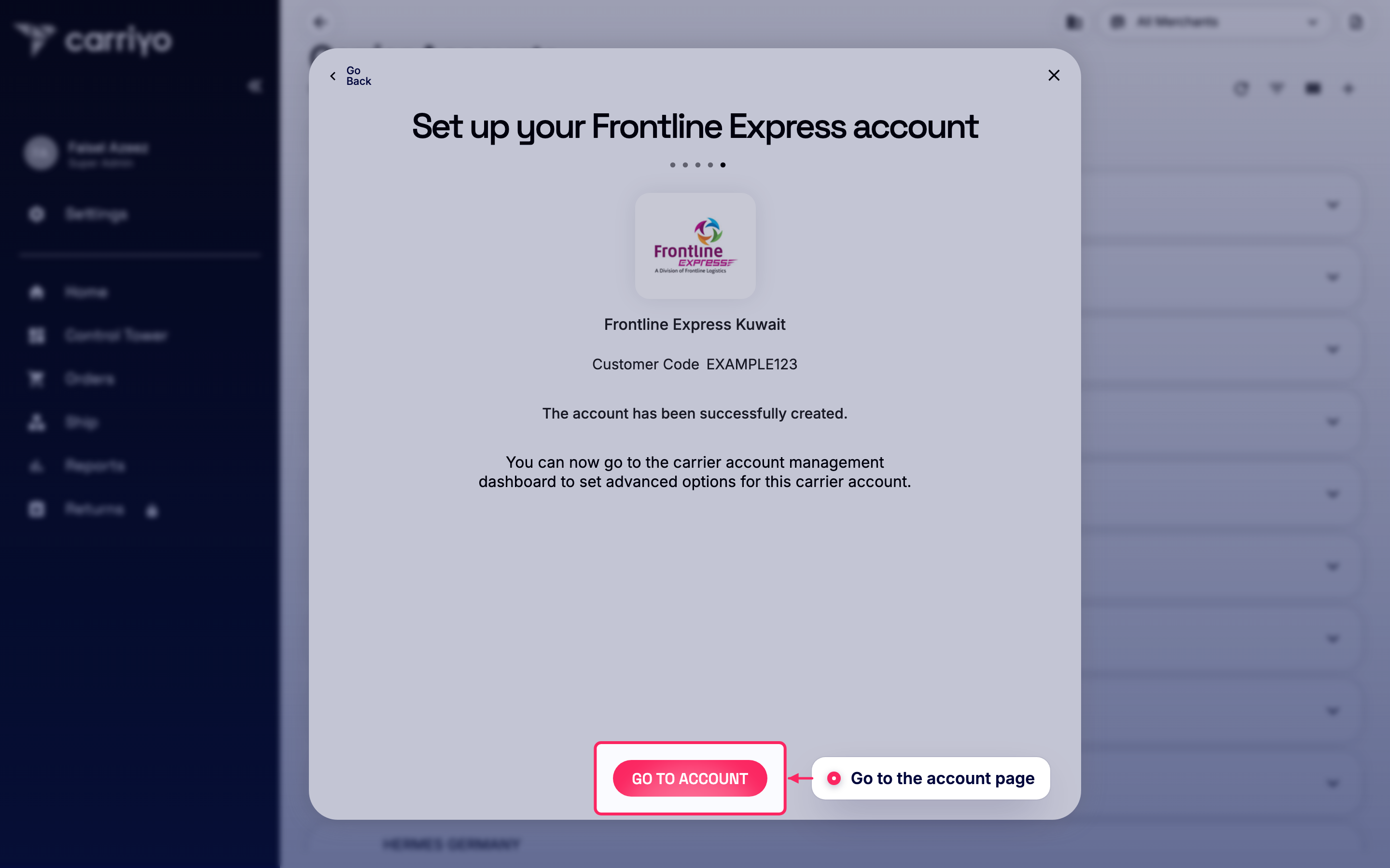 Go to the account page