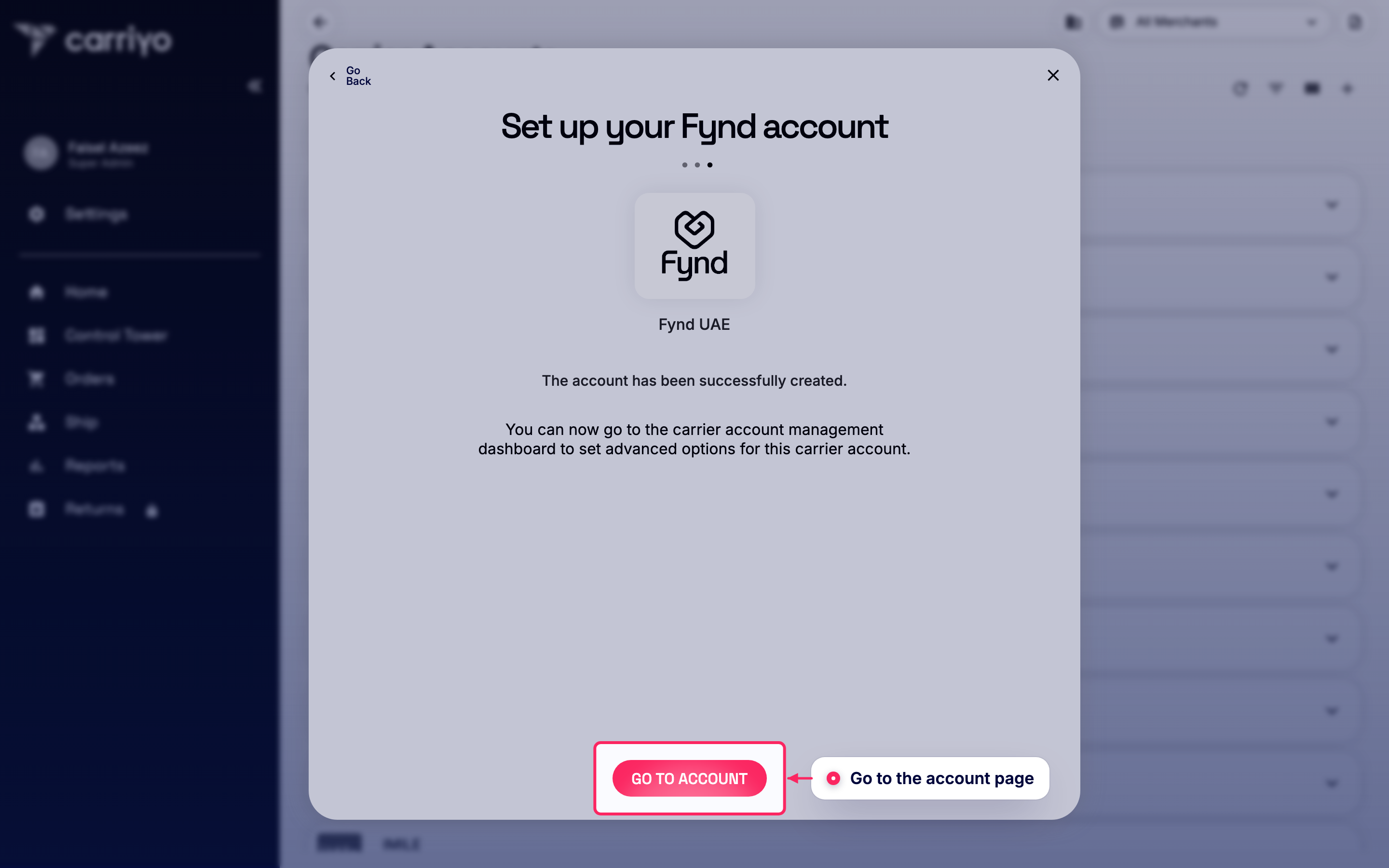 Go to the account page