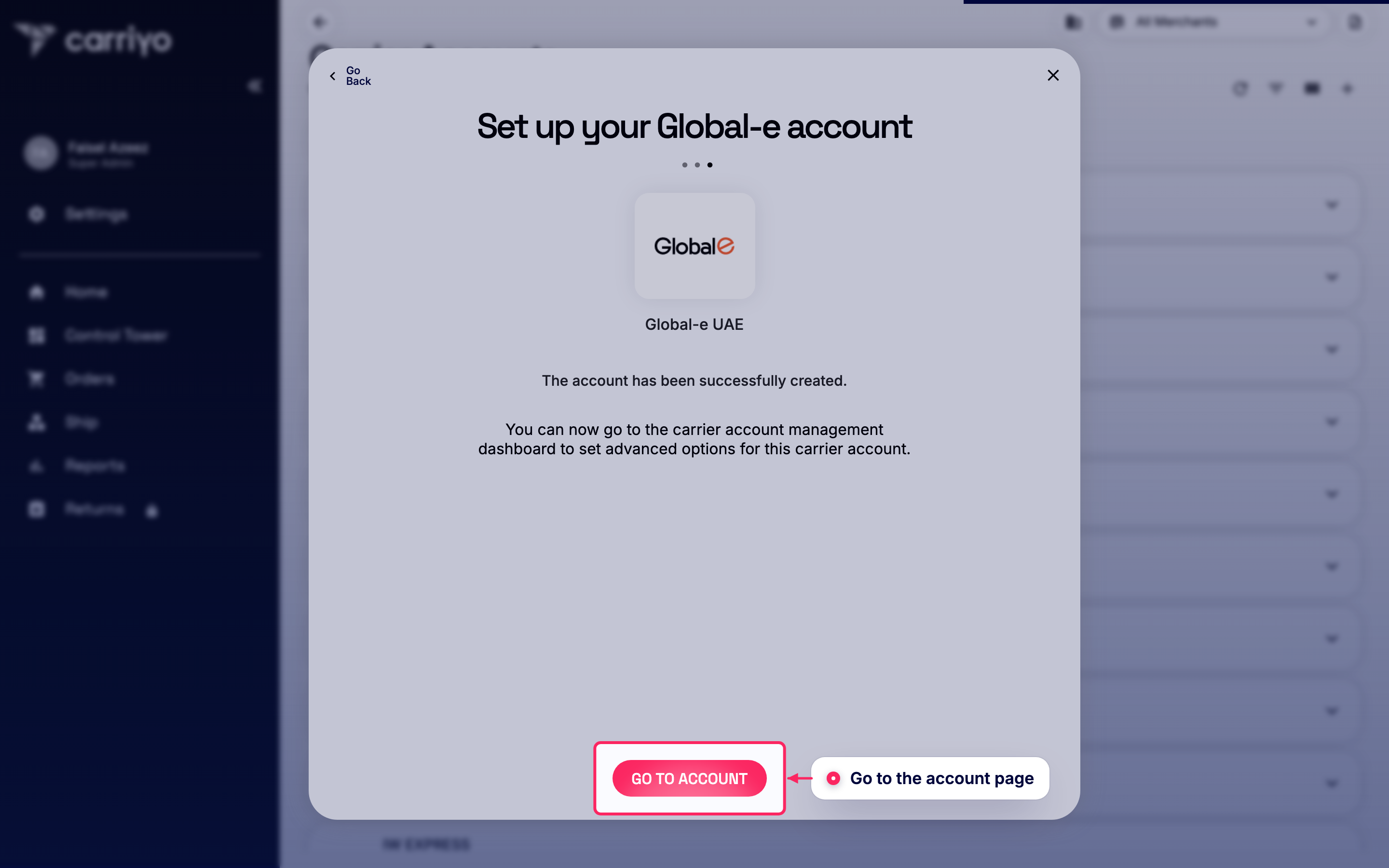 Go to the account page
