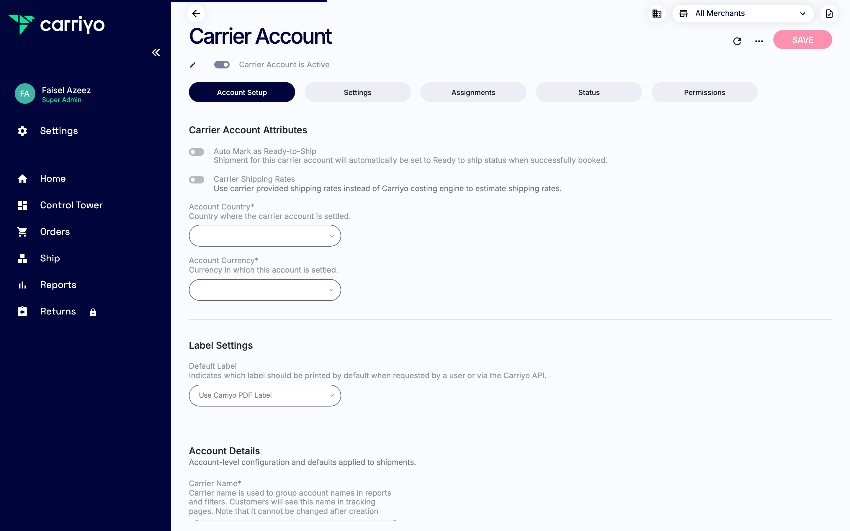 View the account details