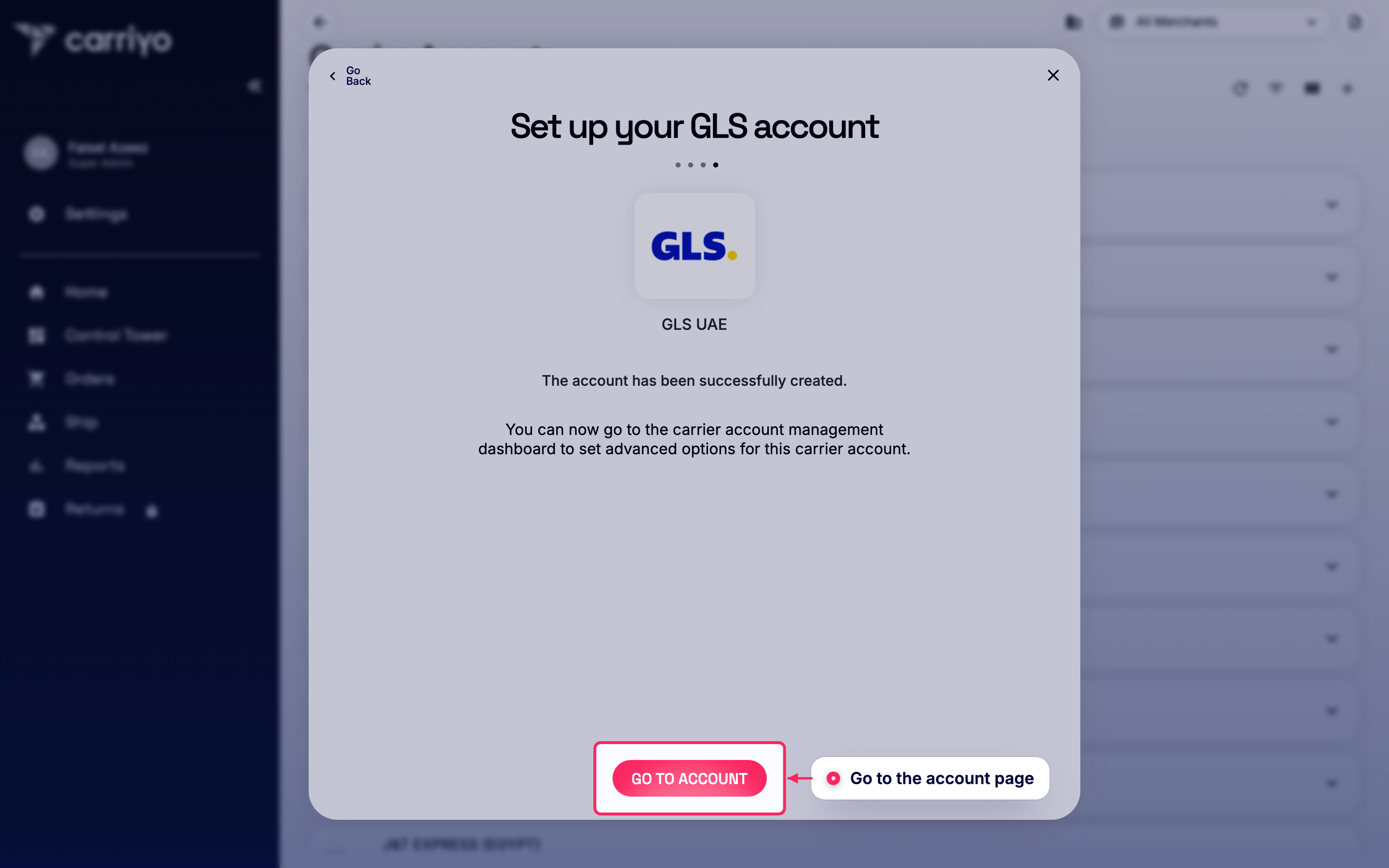 Go to the account page