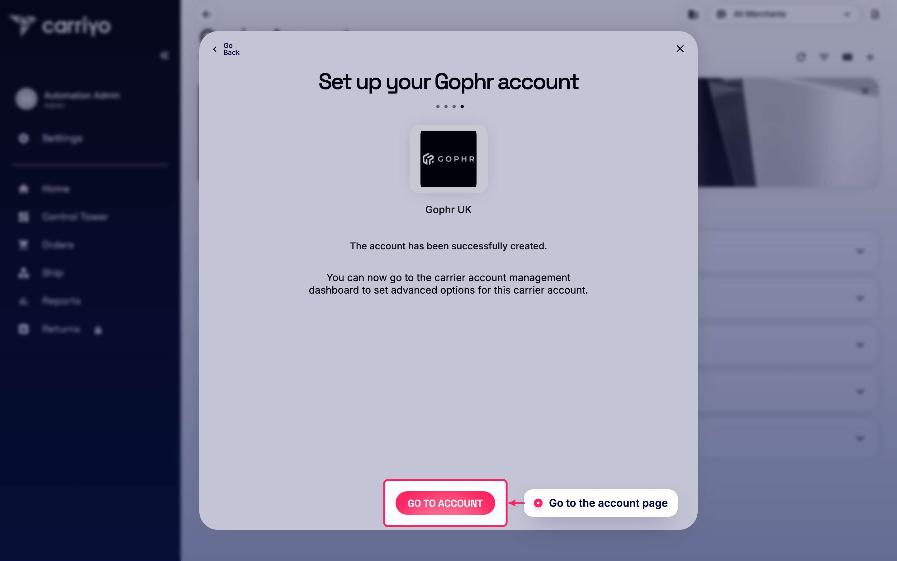 Go to the account page