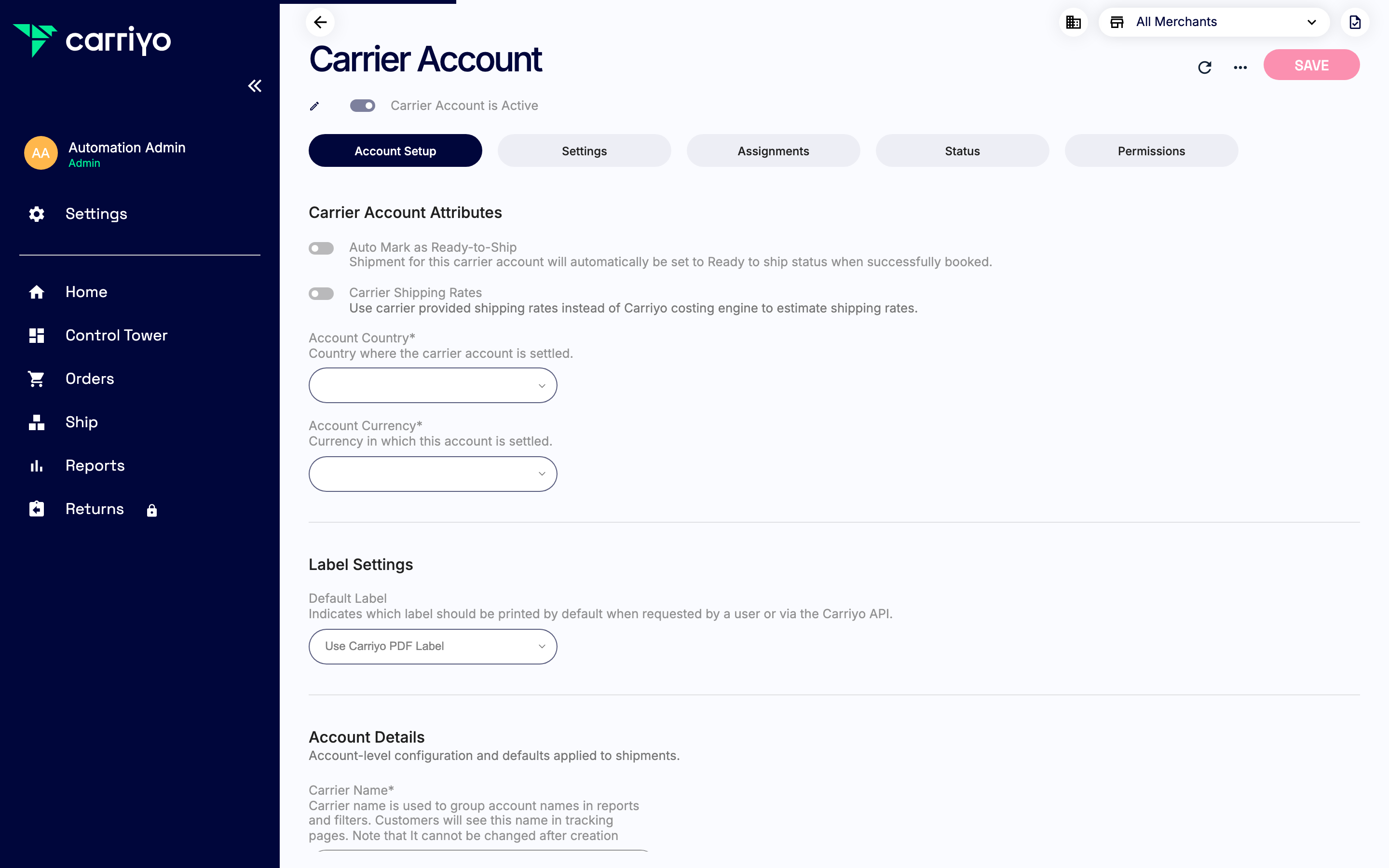 View the account details