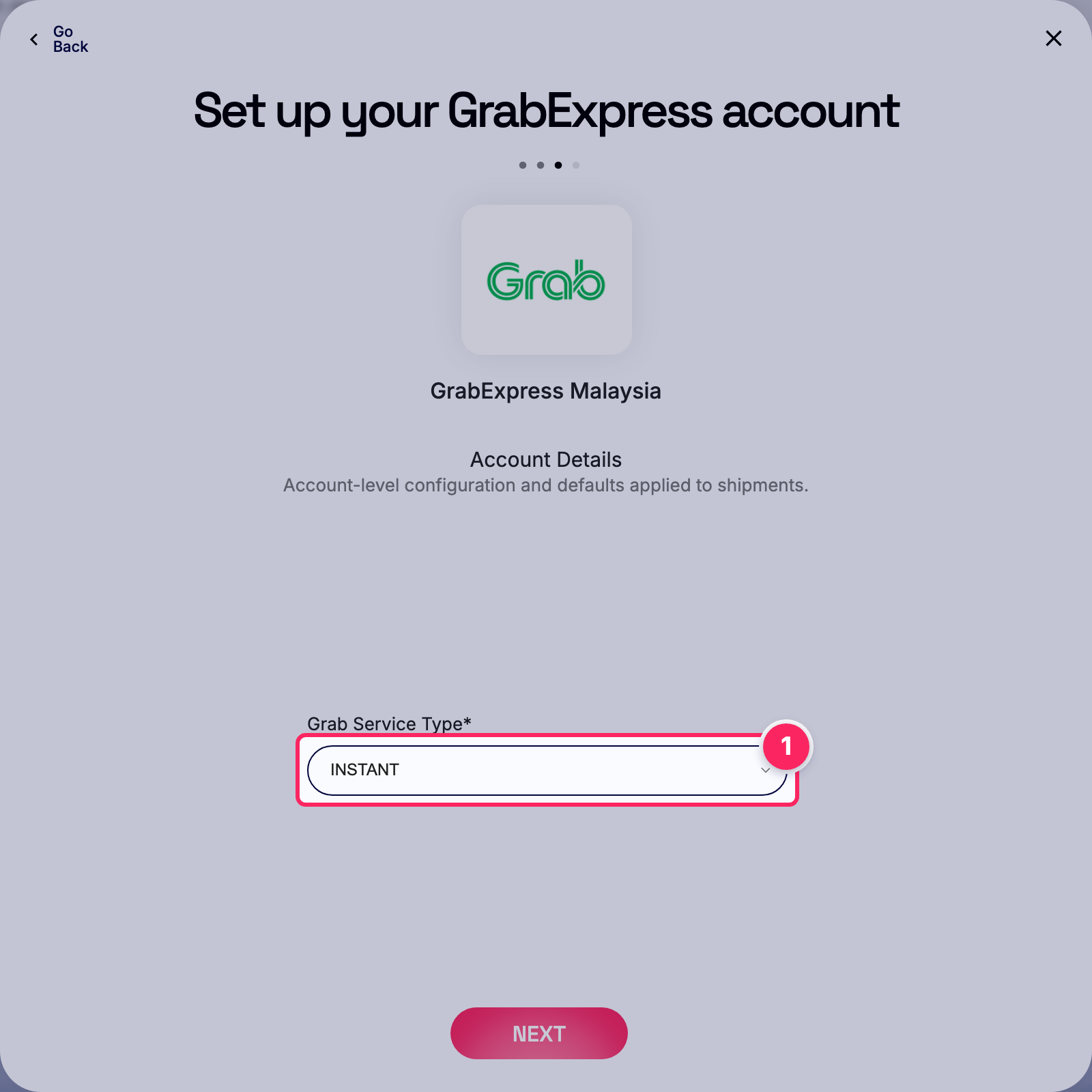 Select grab service type.