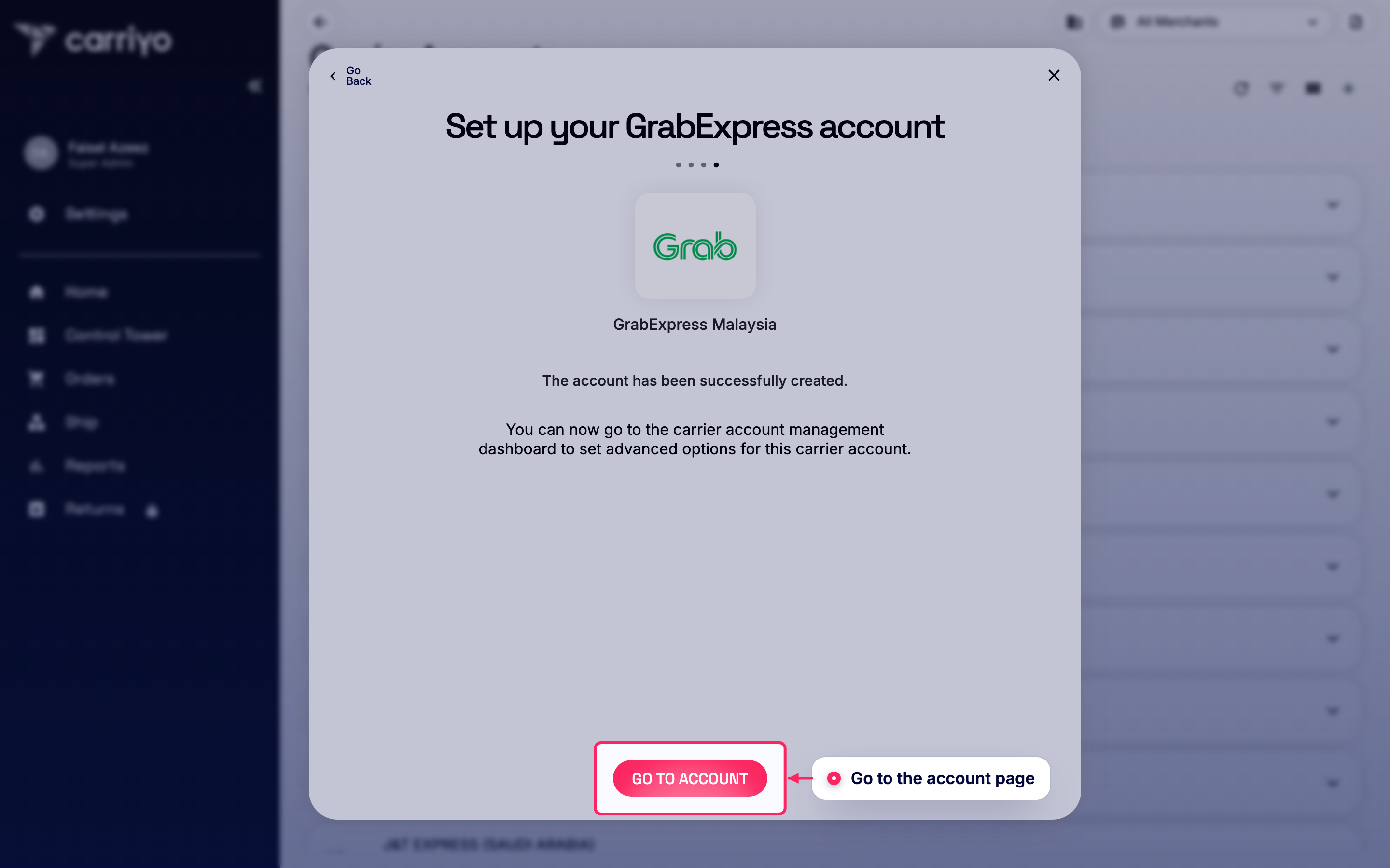 Go to the account page