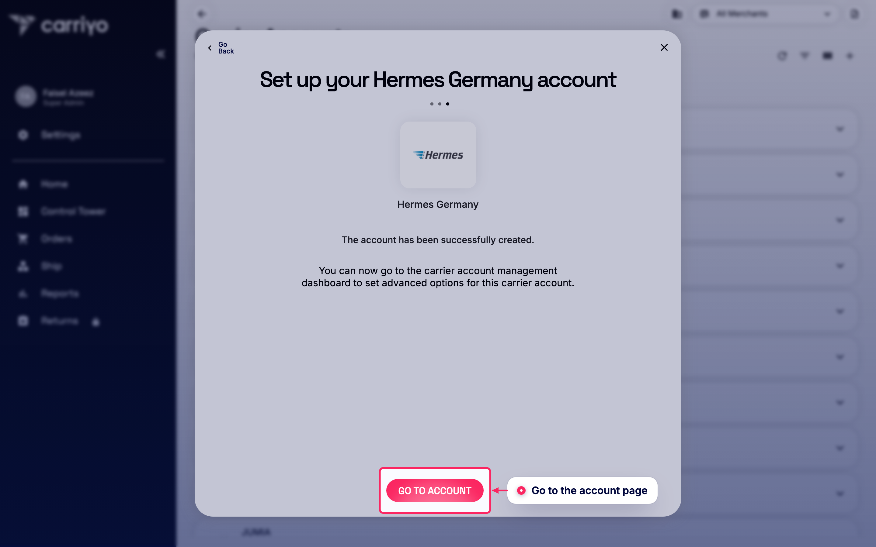 Go to the account page