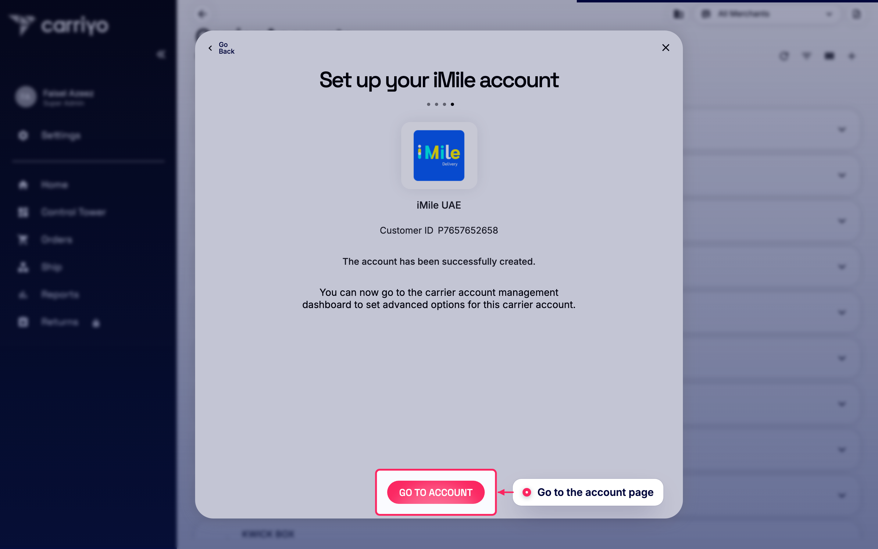 Go to the account page