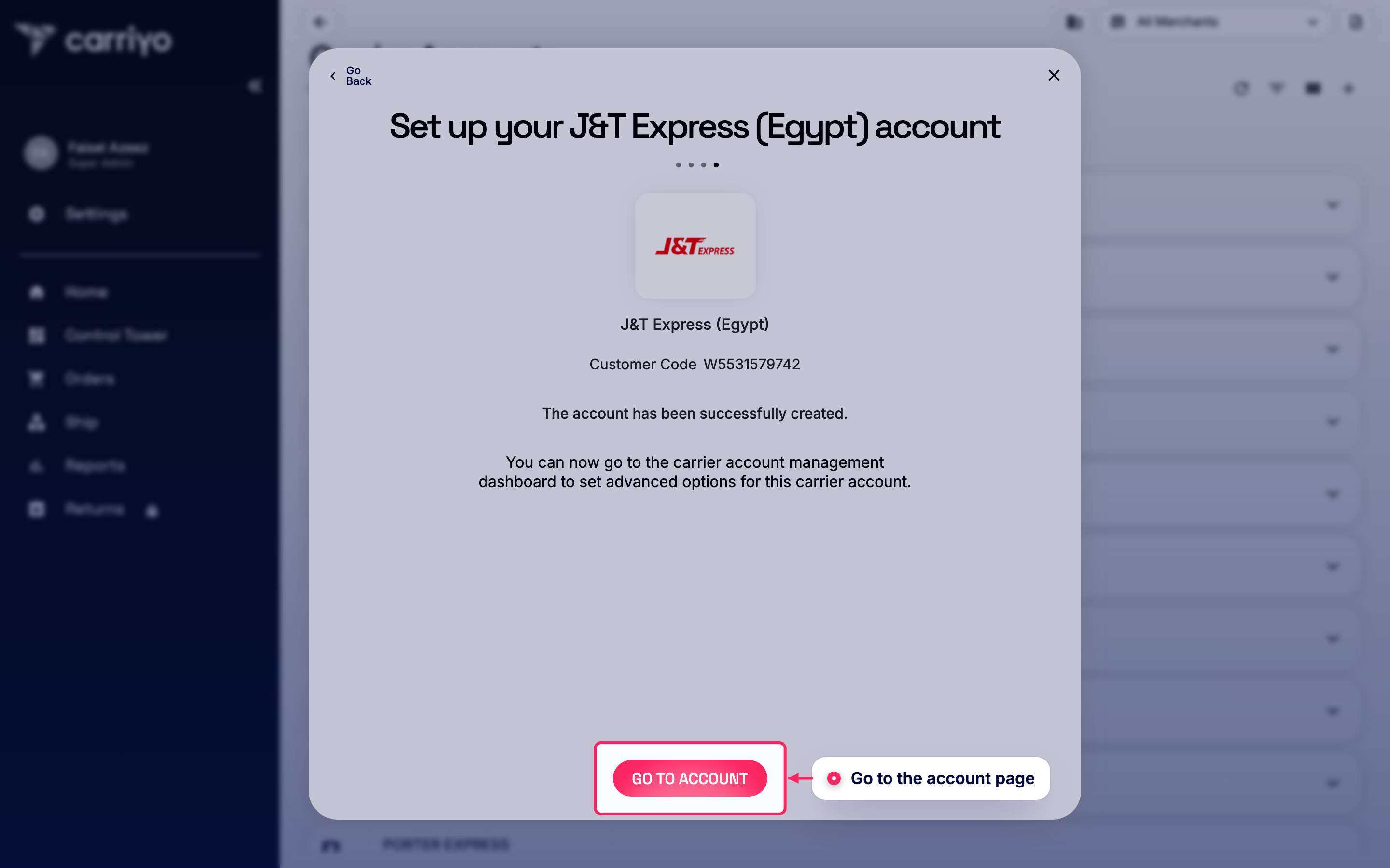 Go to the account page