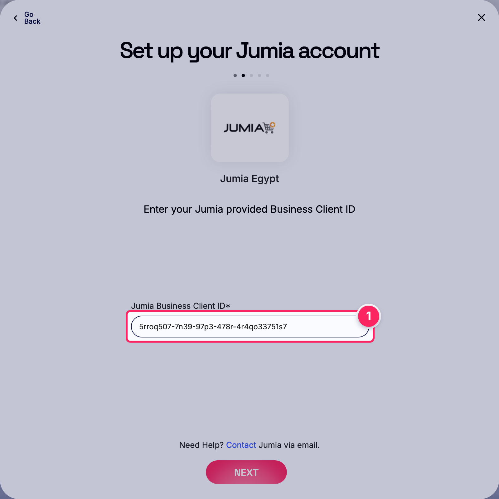 Enter jumia business client id.