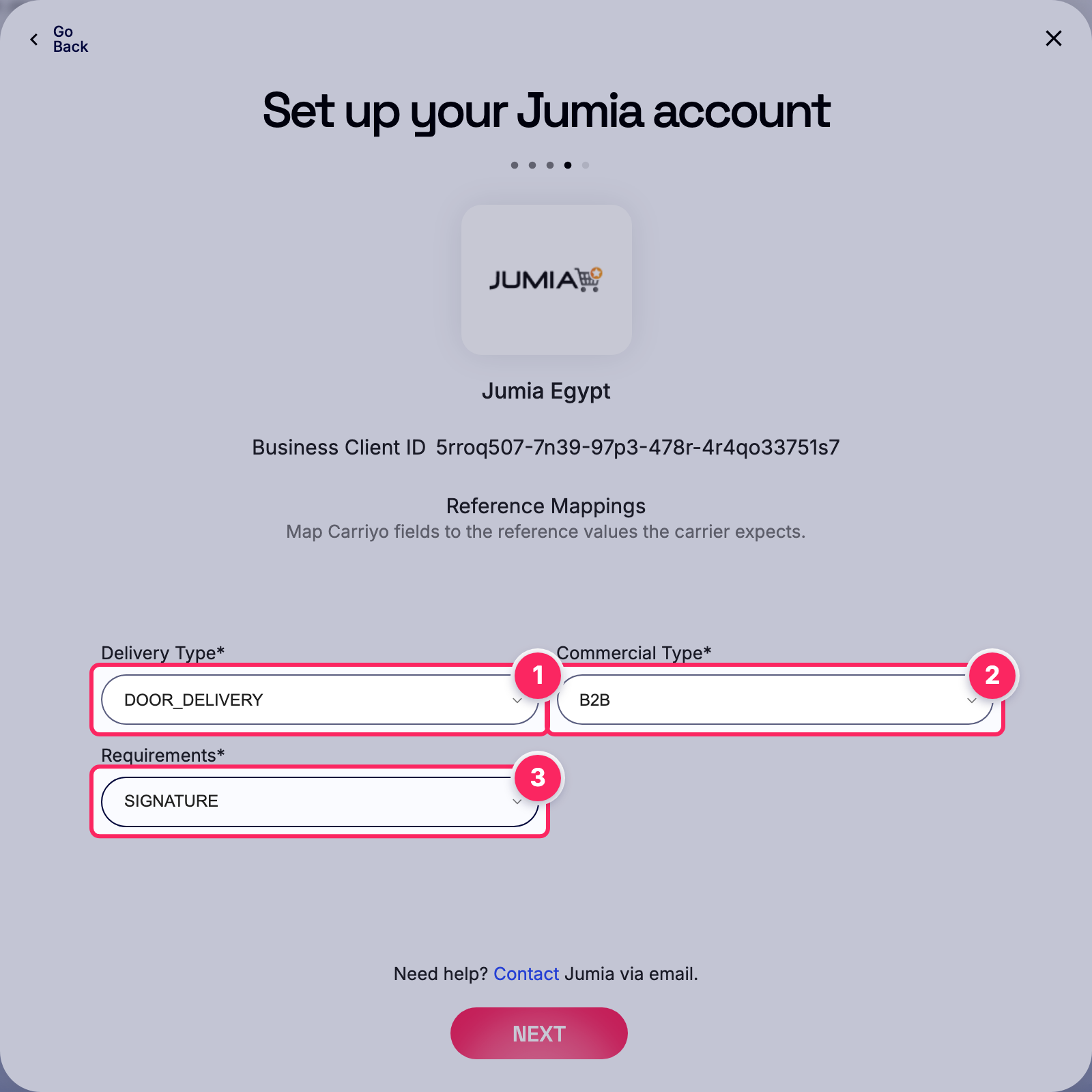 Fill in the Jumia account details.