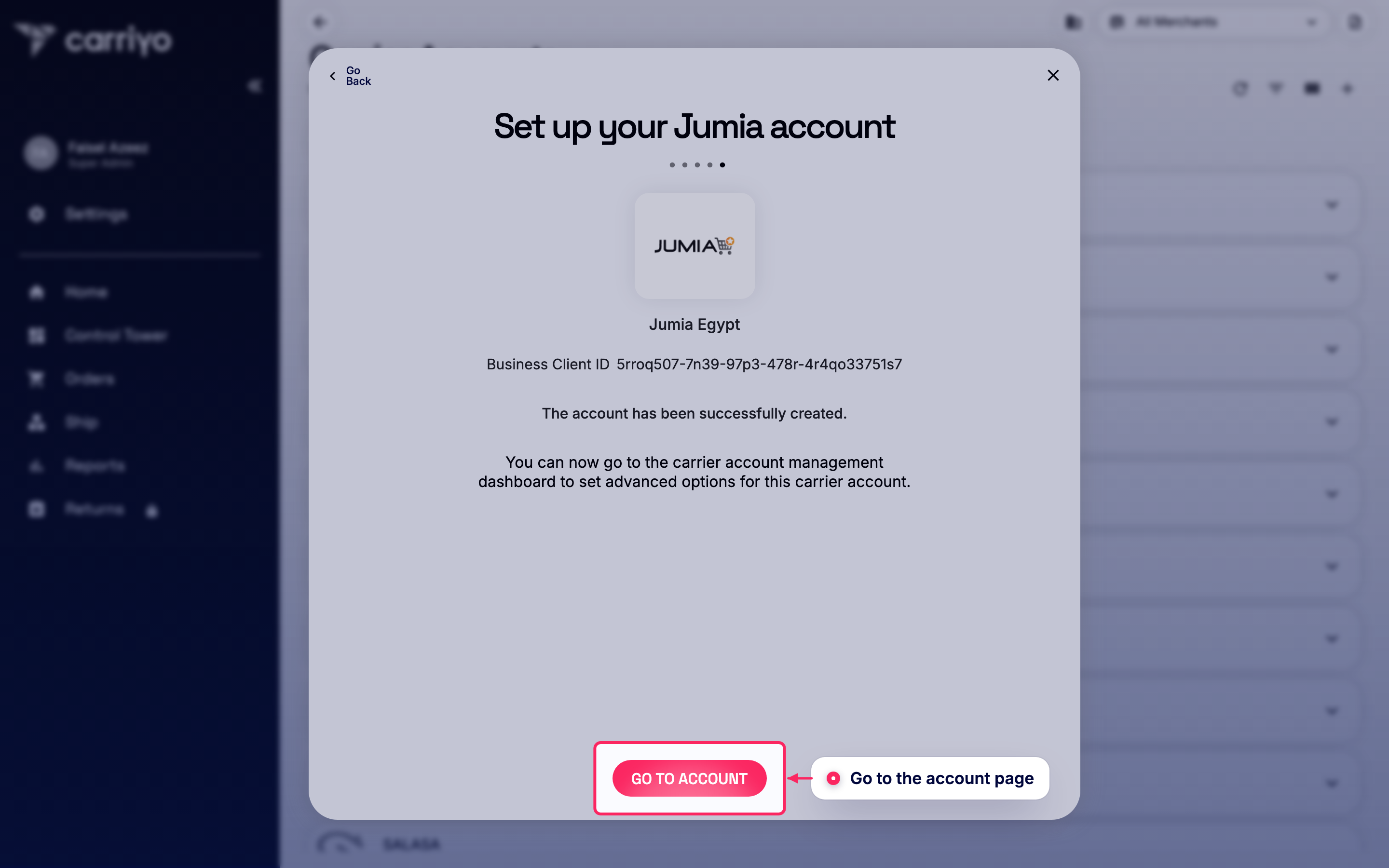 Go to the account page