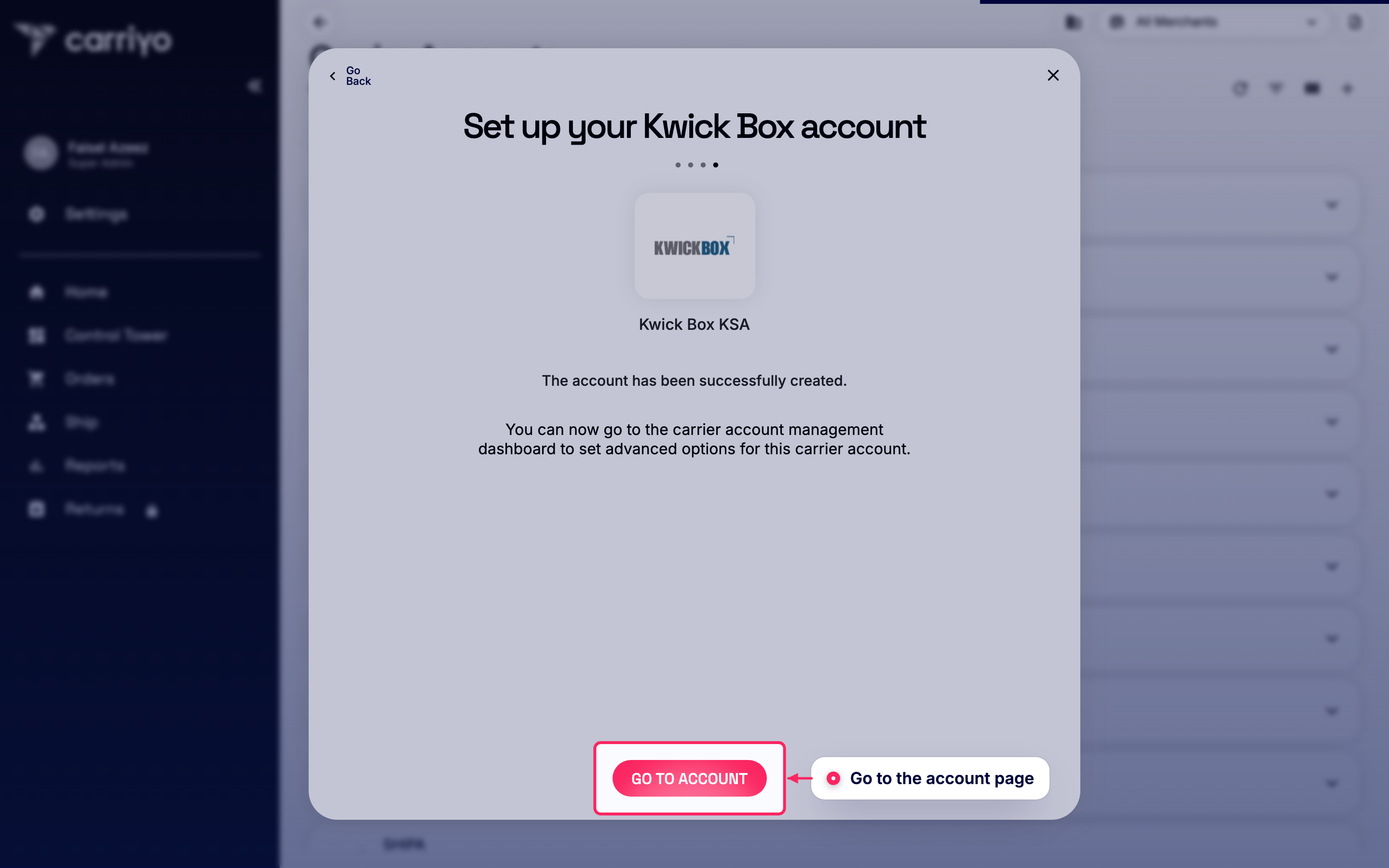 Go to the account page