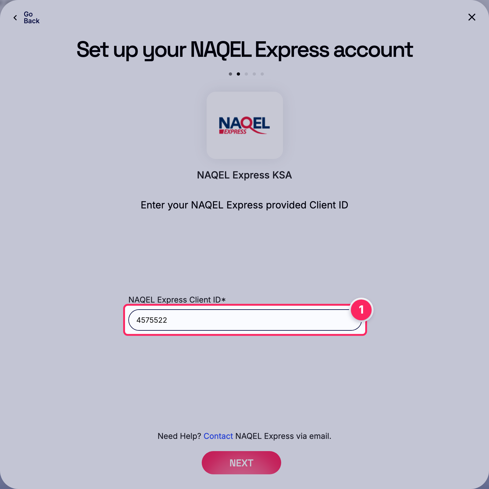 Enter naqel express client id.