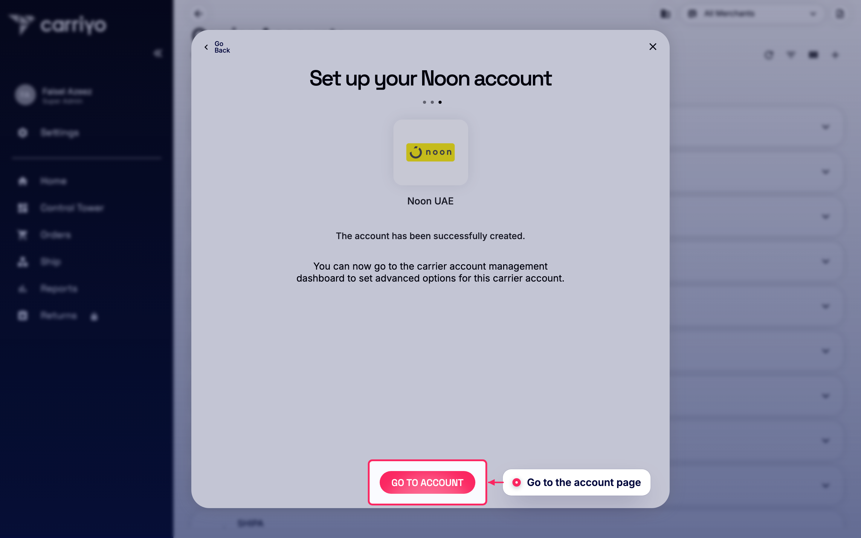 Go to the account page
