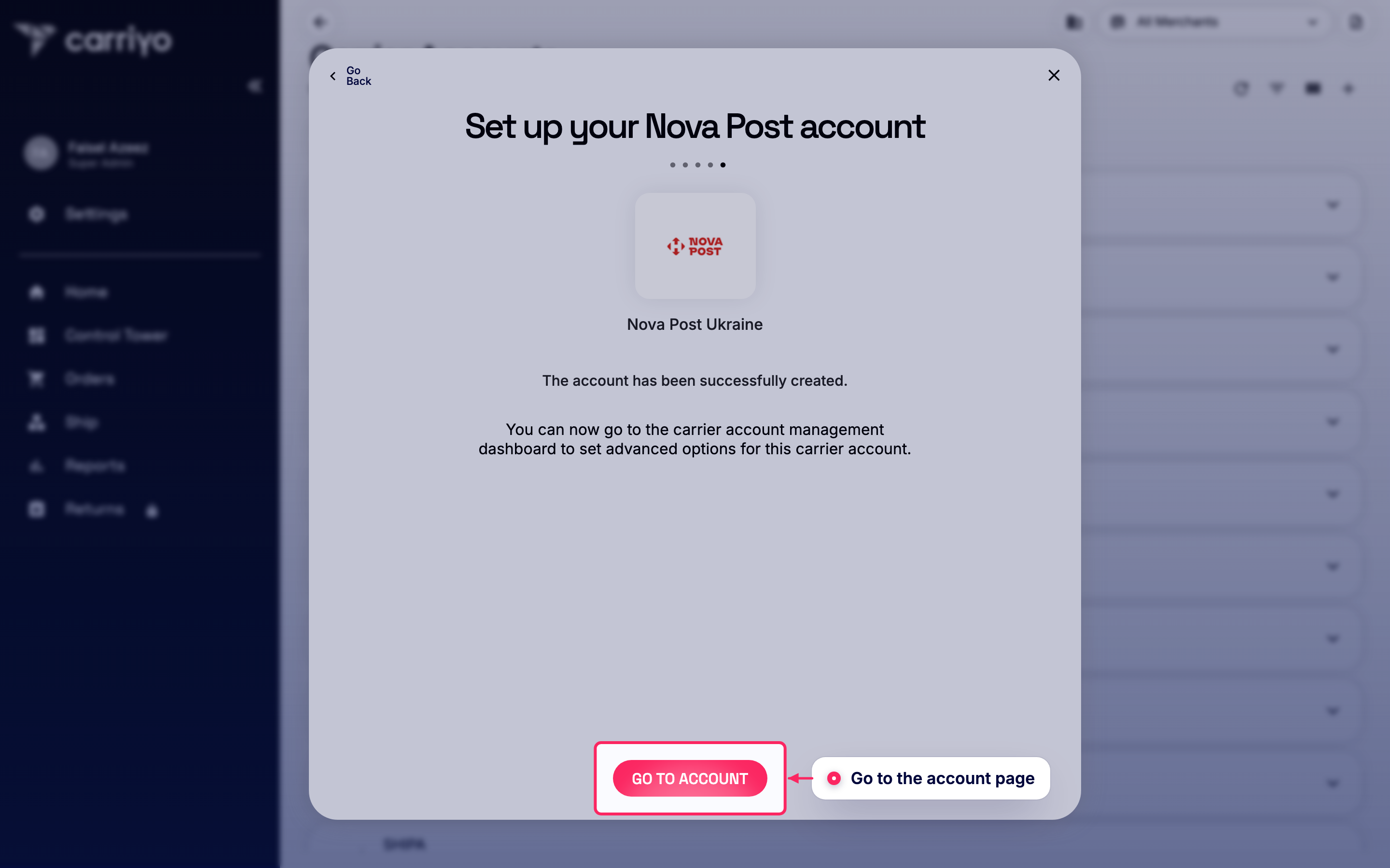 Go to the account page