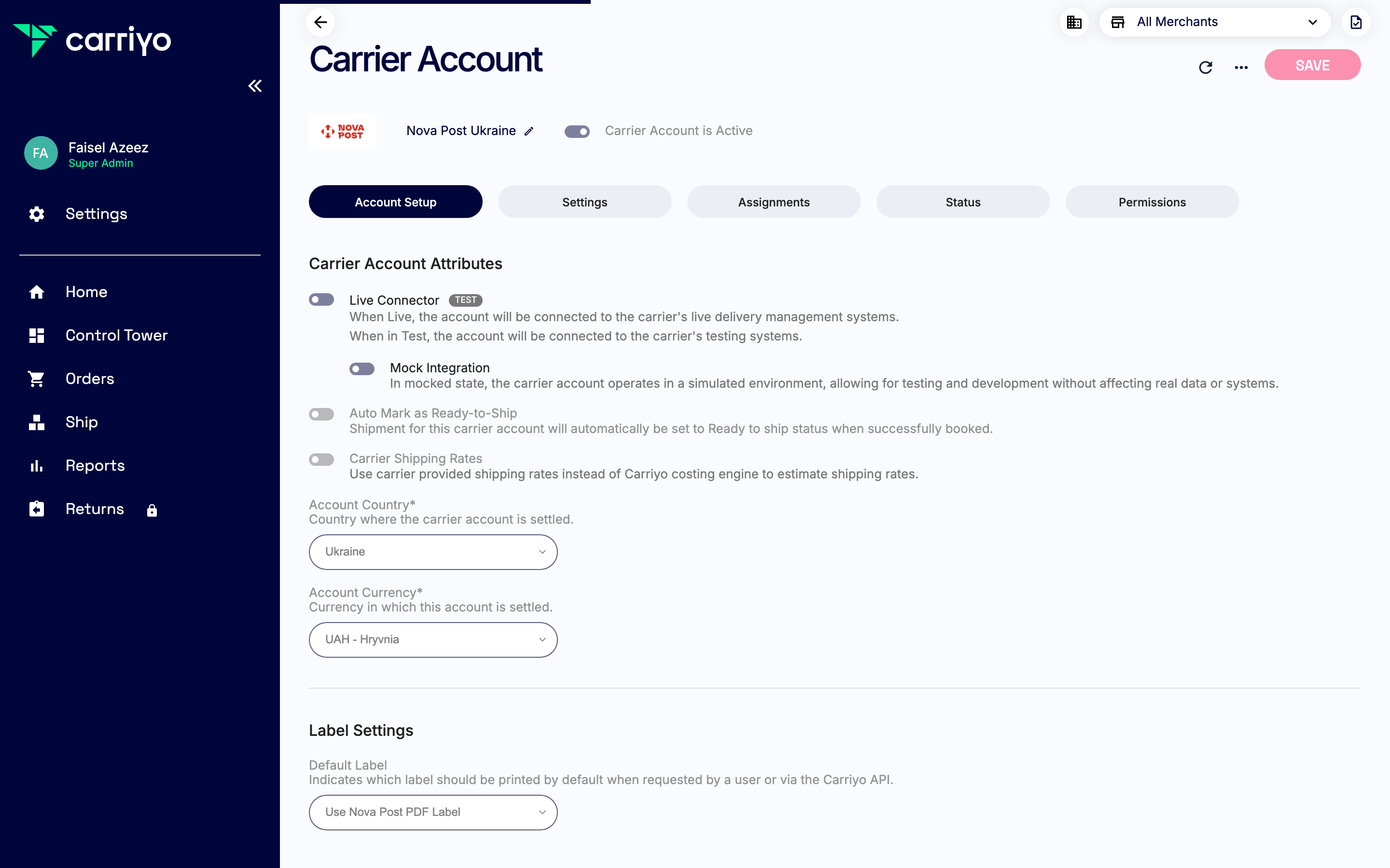 View the account details