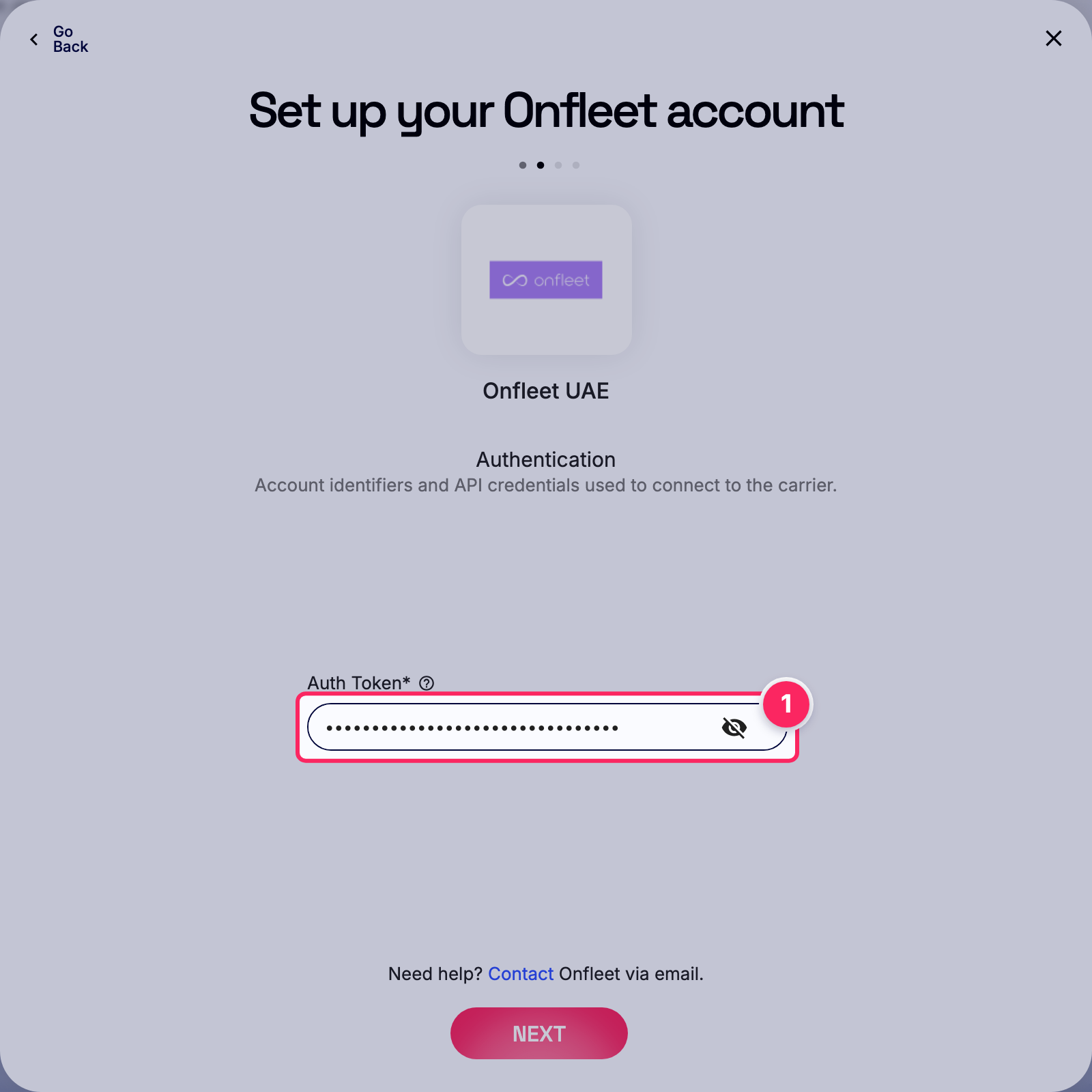 Enter auth token.