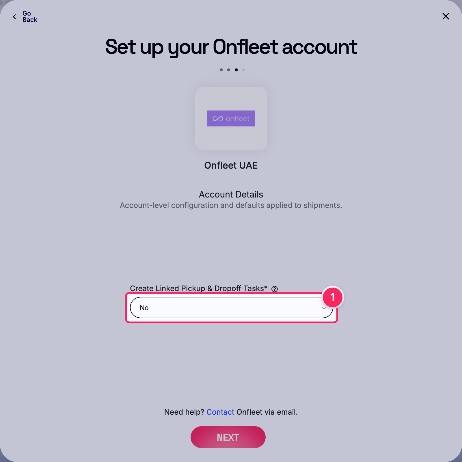 Select create linked pickup & dropoff tasks.