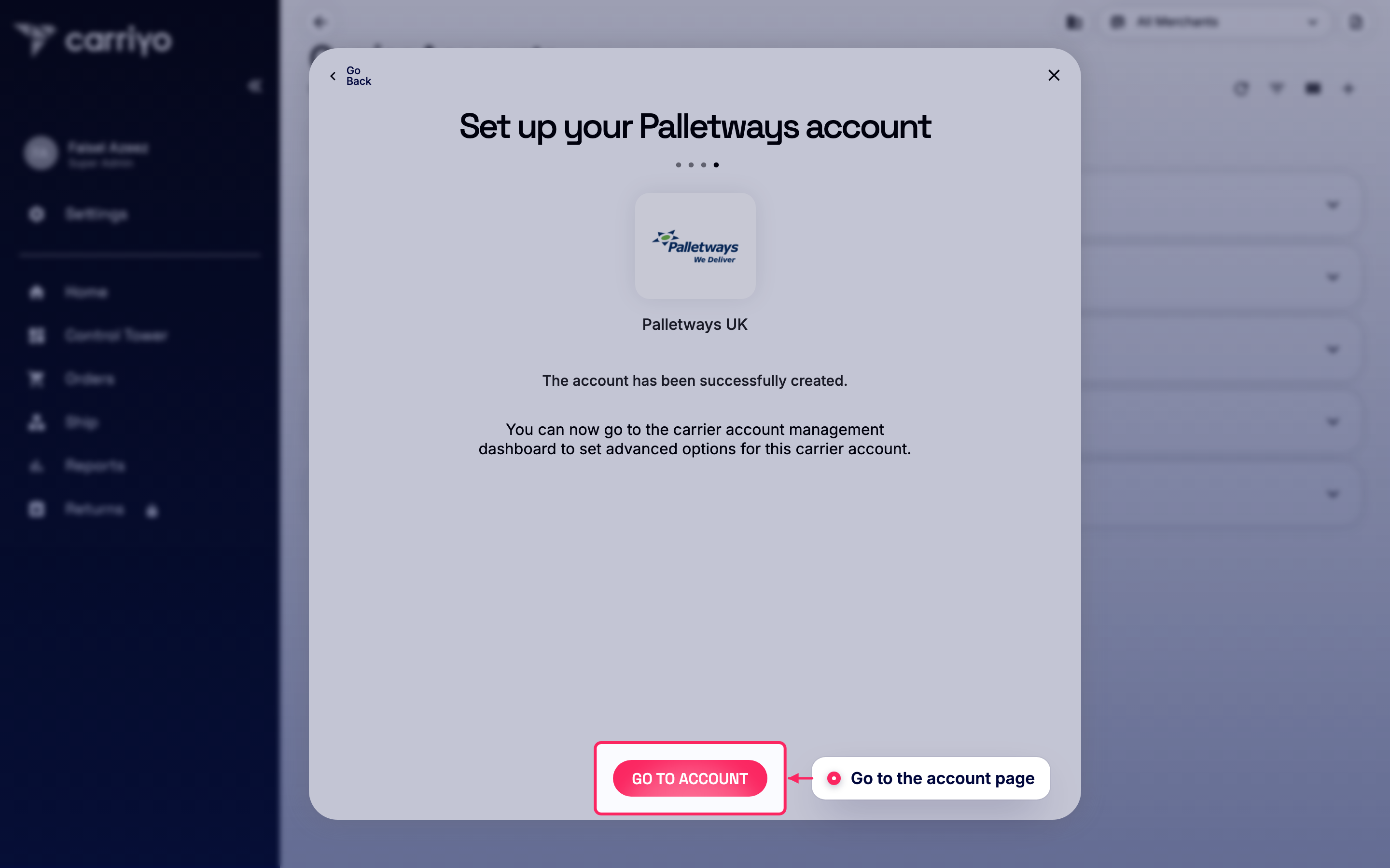 Go to the account page