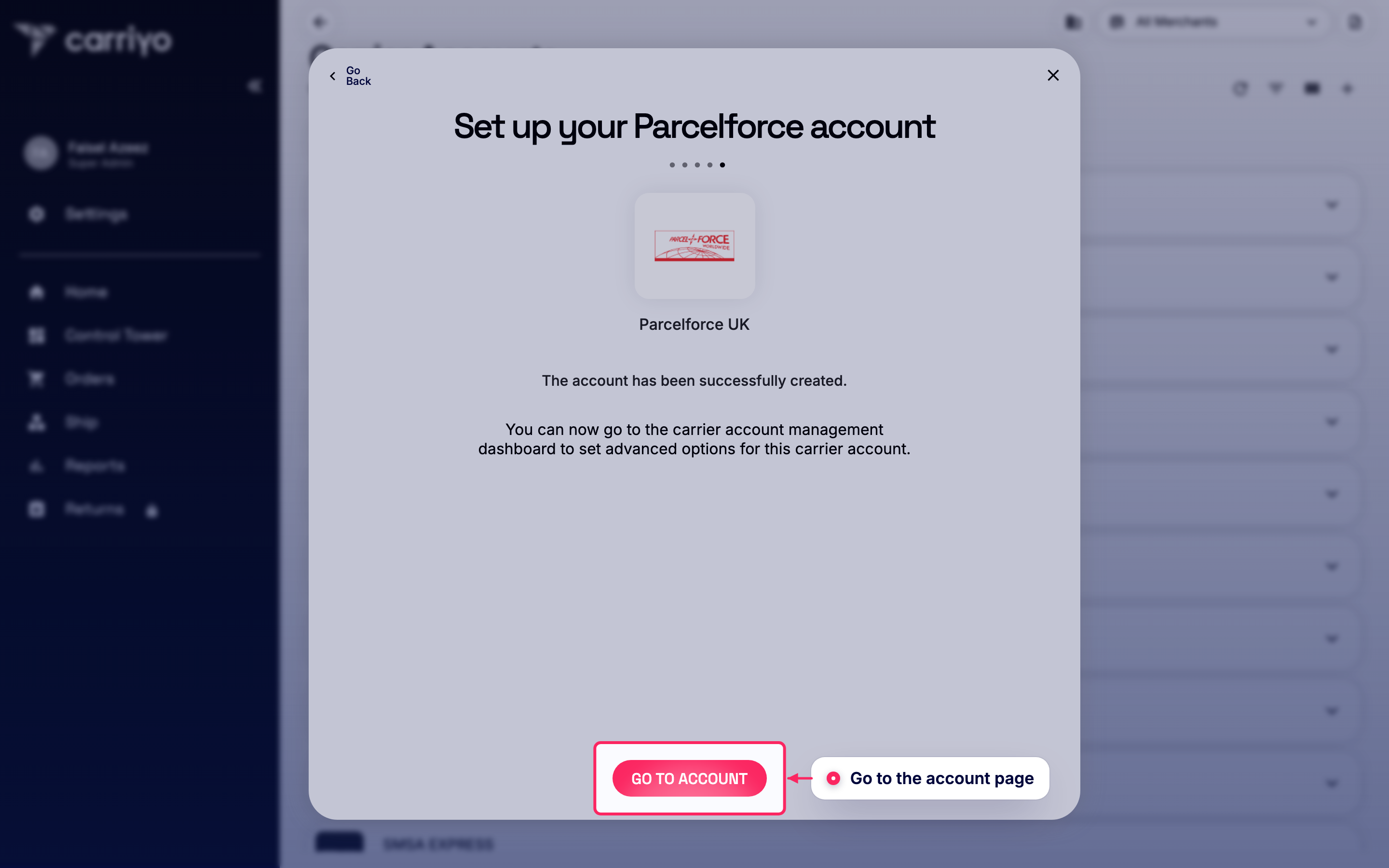 Go to the account page