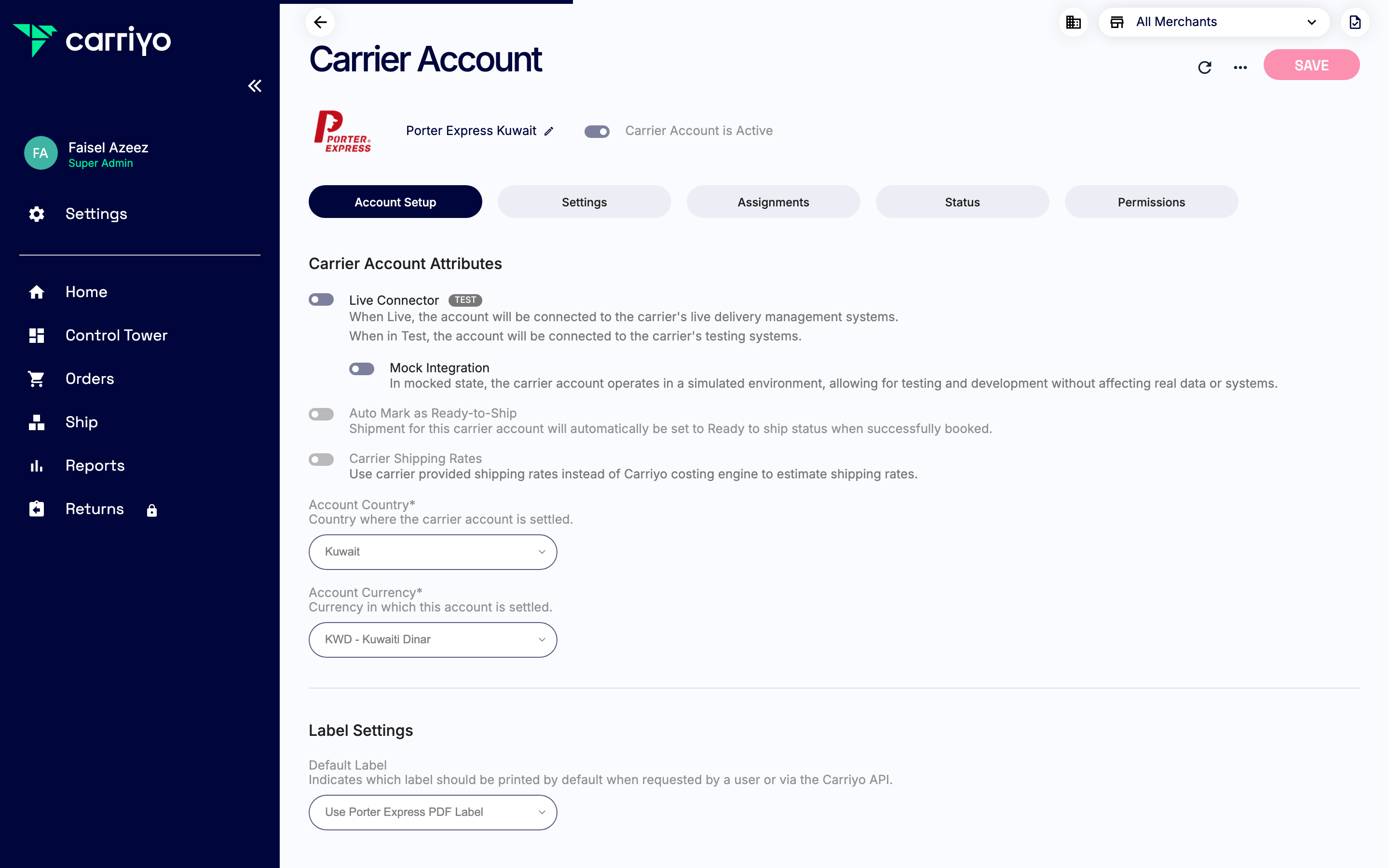 View the account details