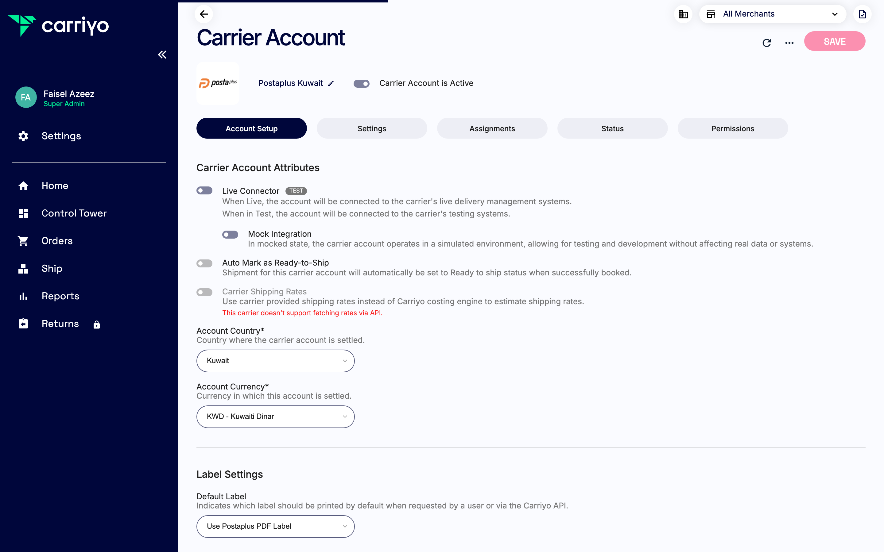 View the account details