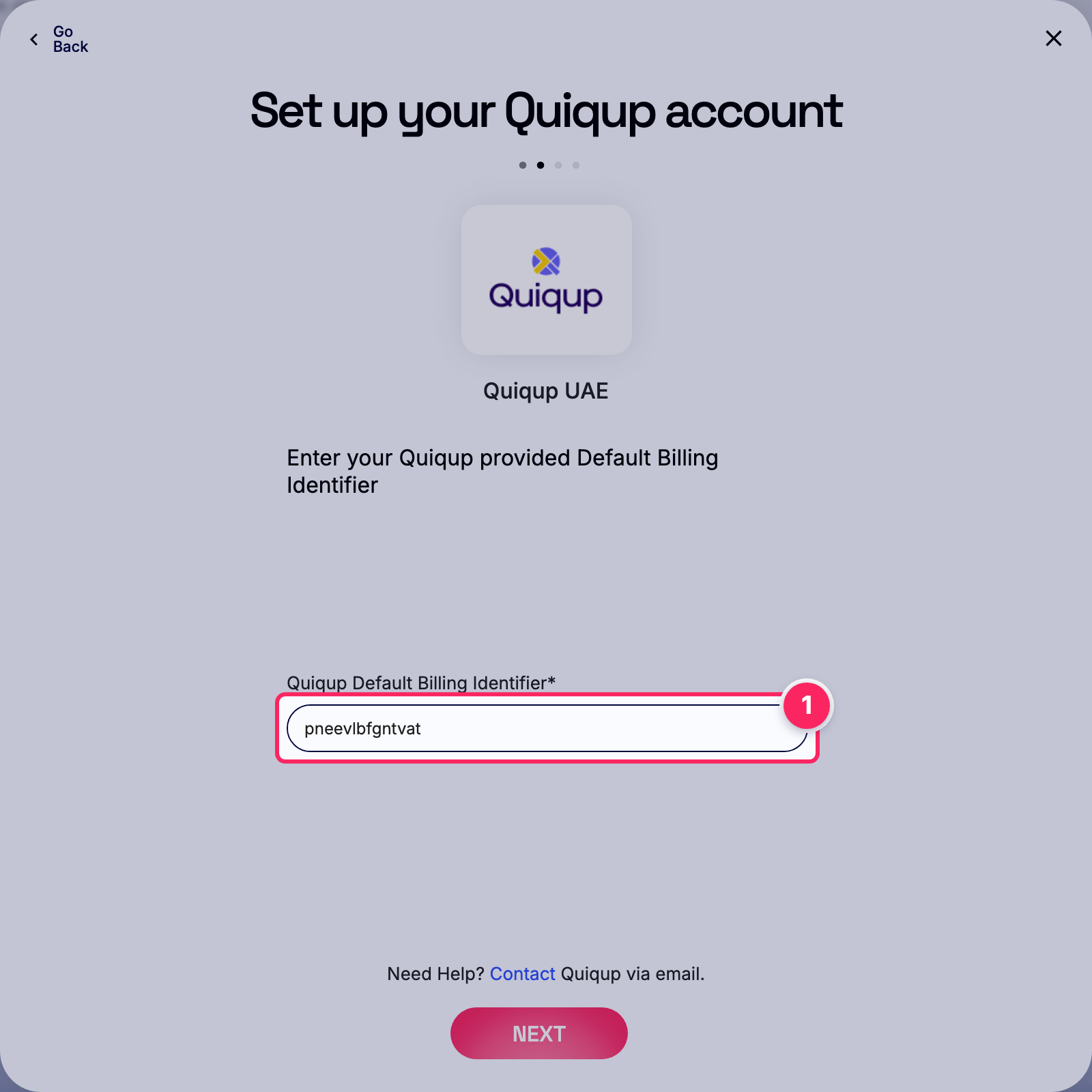 Enter quiqup default billing identifier.
