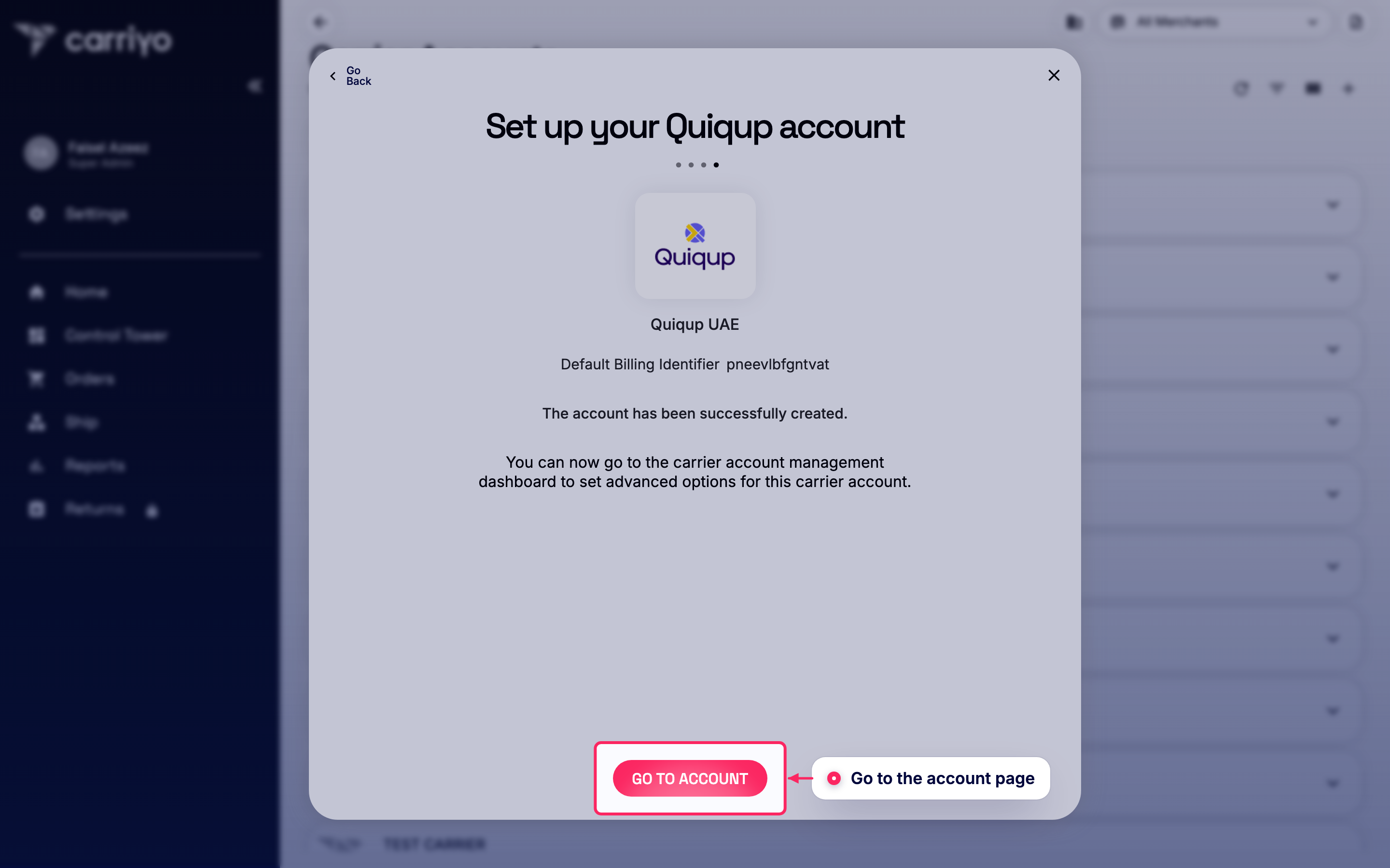 Go to the account page